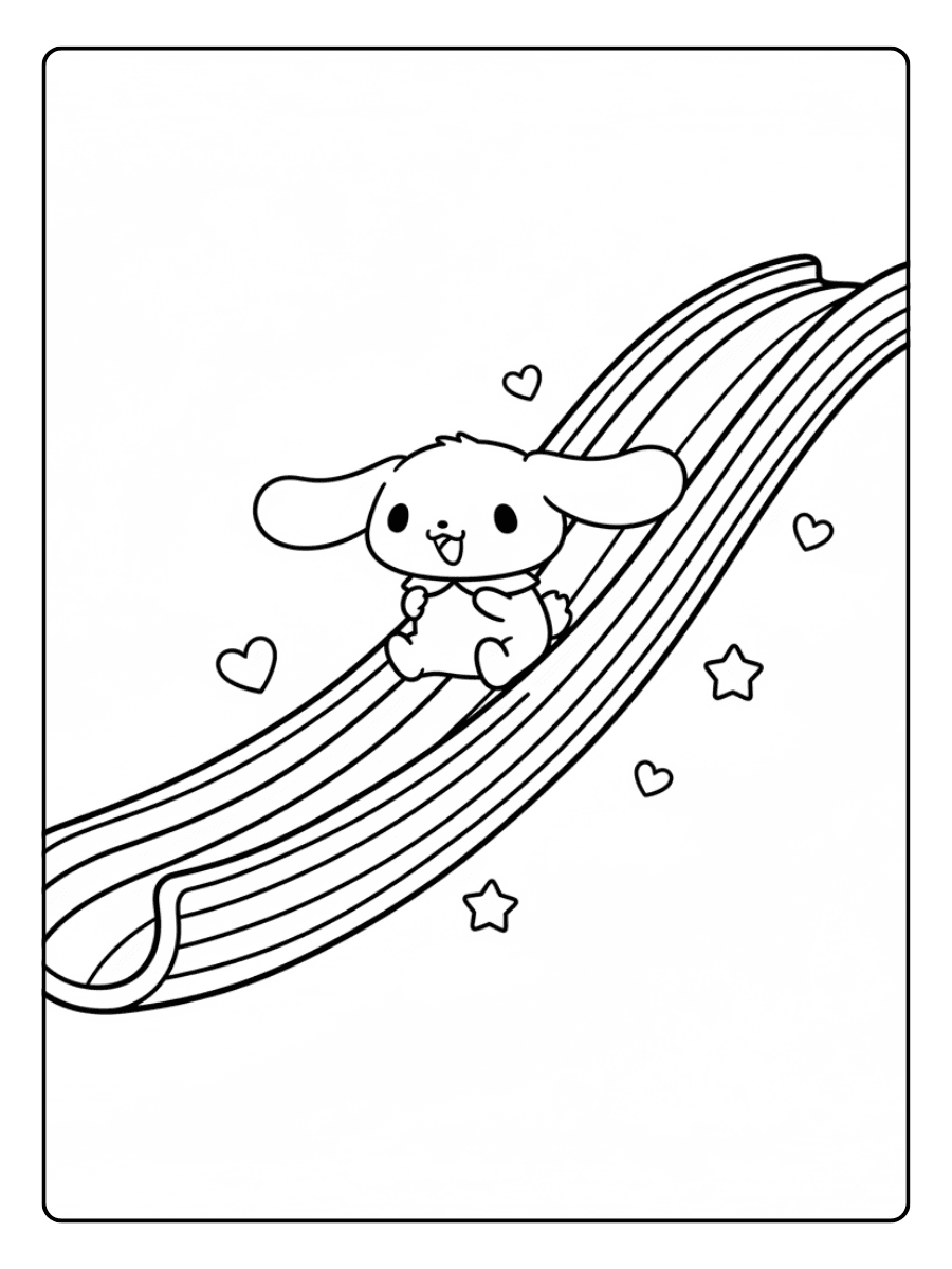Cute Cinnamoroll Coloring Pages – Cinnamoroll and Rainbow Slide