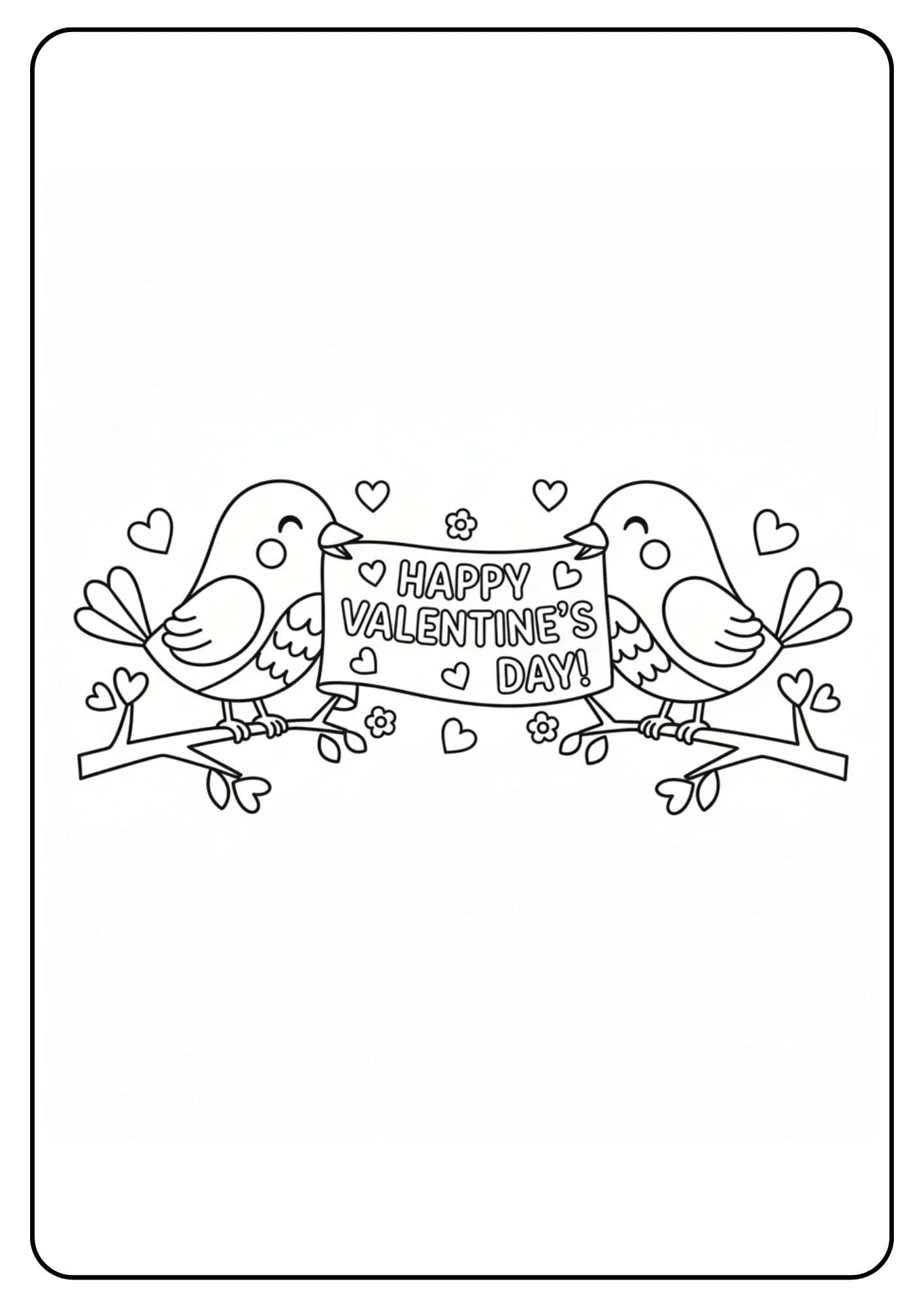 Cute Coloring Pages for Valentines Day Birds