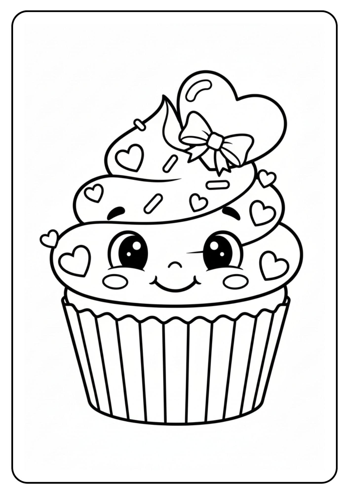 Cute Coloring Pages for Valentines Day Cupcake