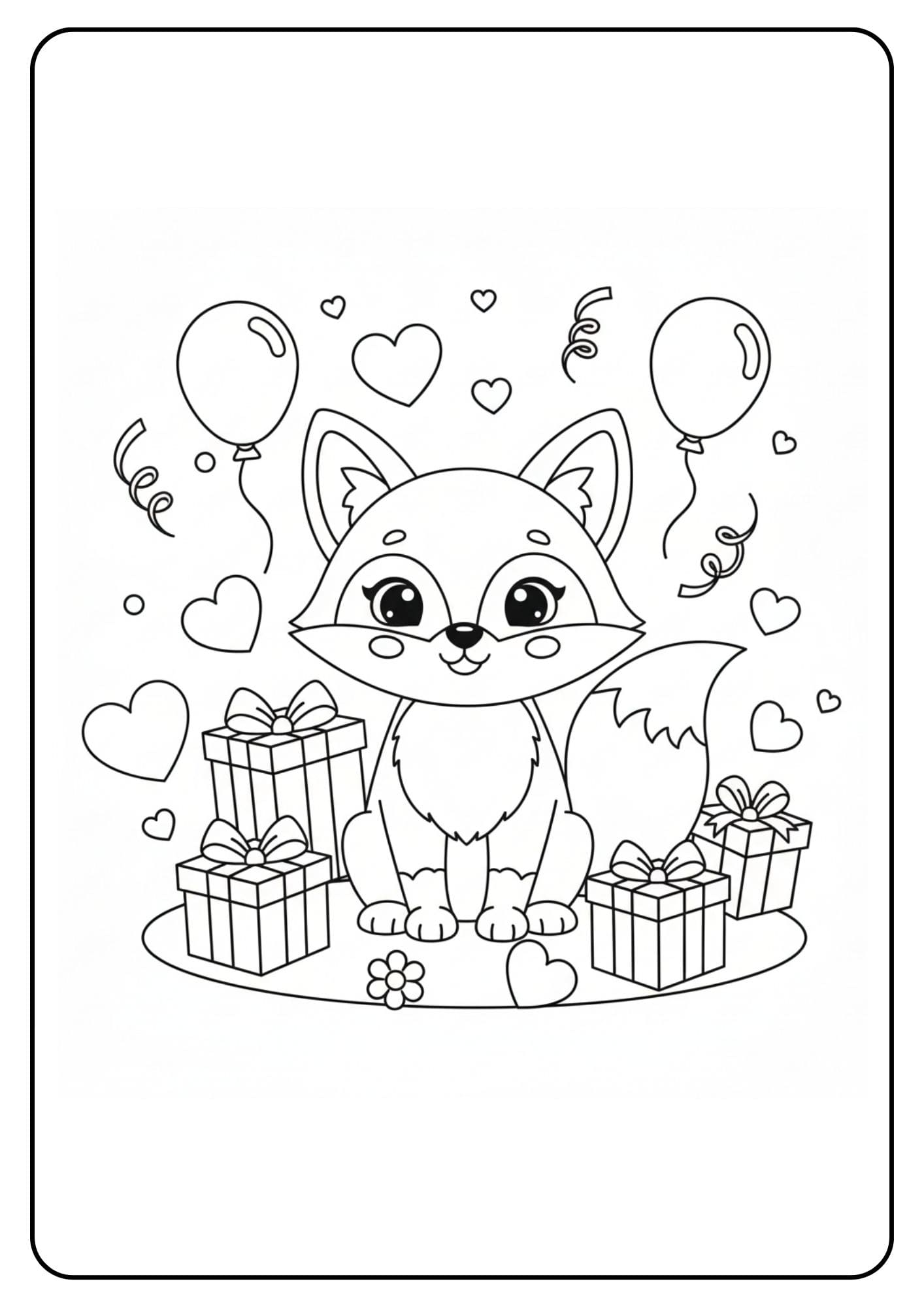 Cute Coloring Pages for Valentines Day Fox