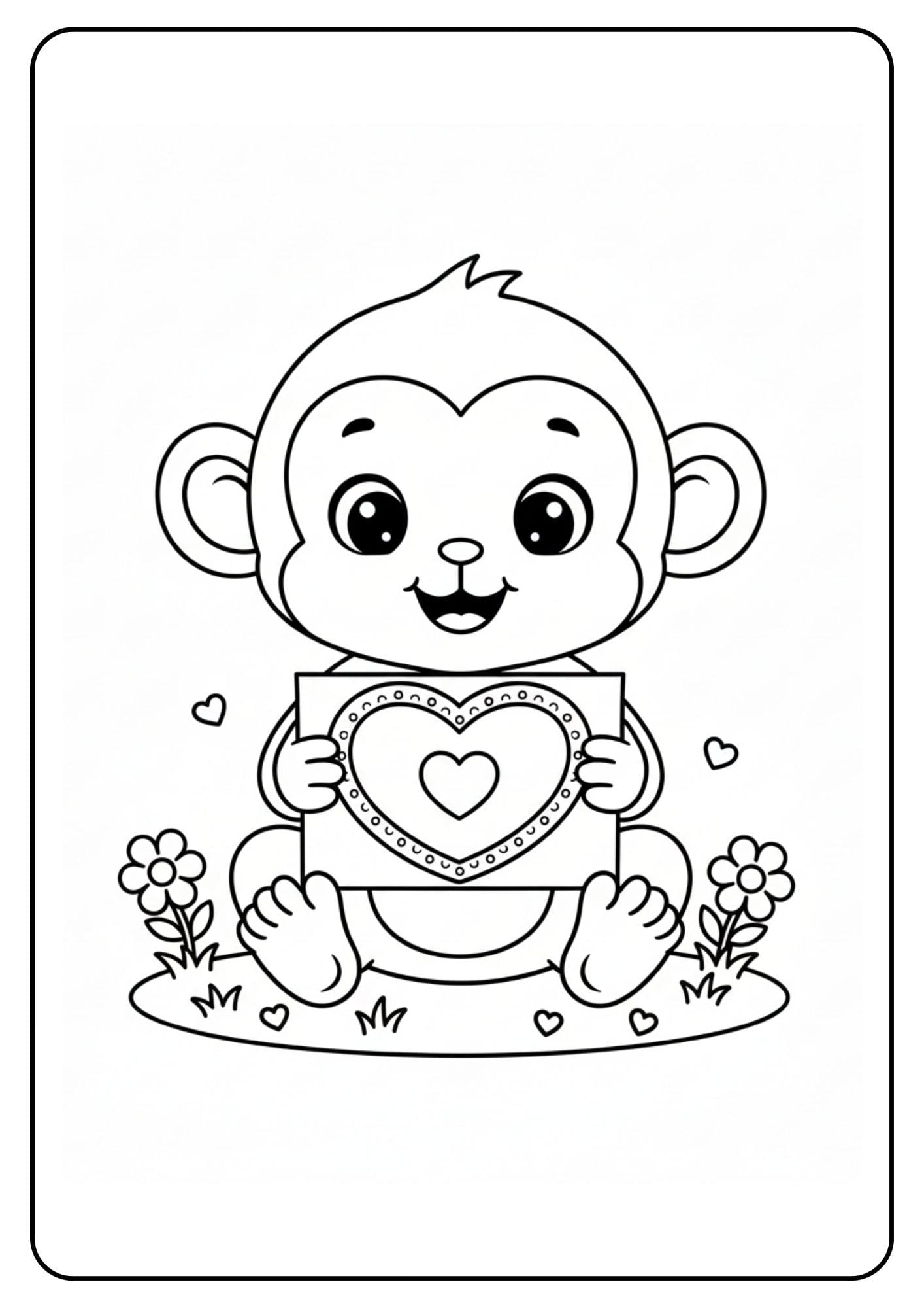 Cute Coloring Pages for Valentines Day Monkey