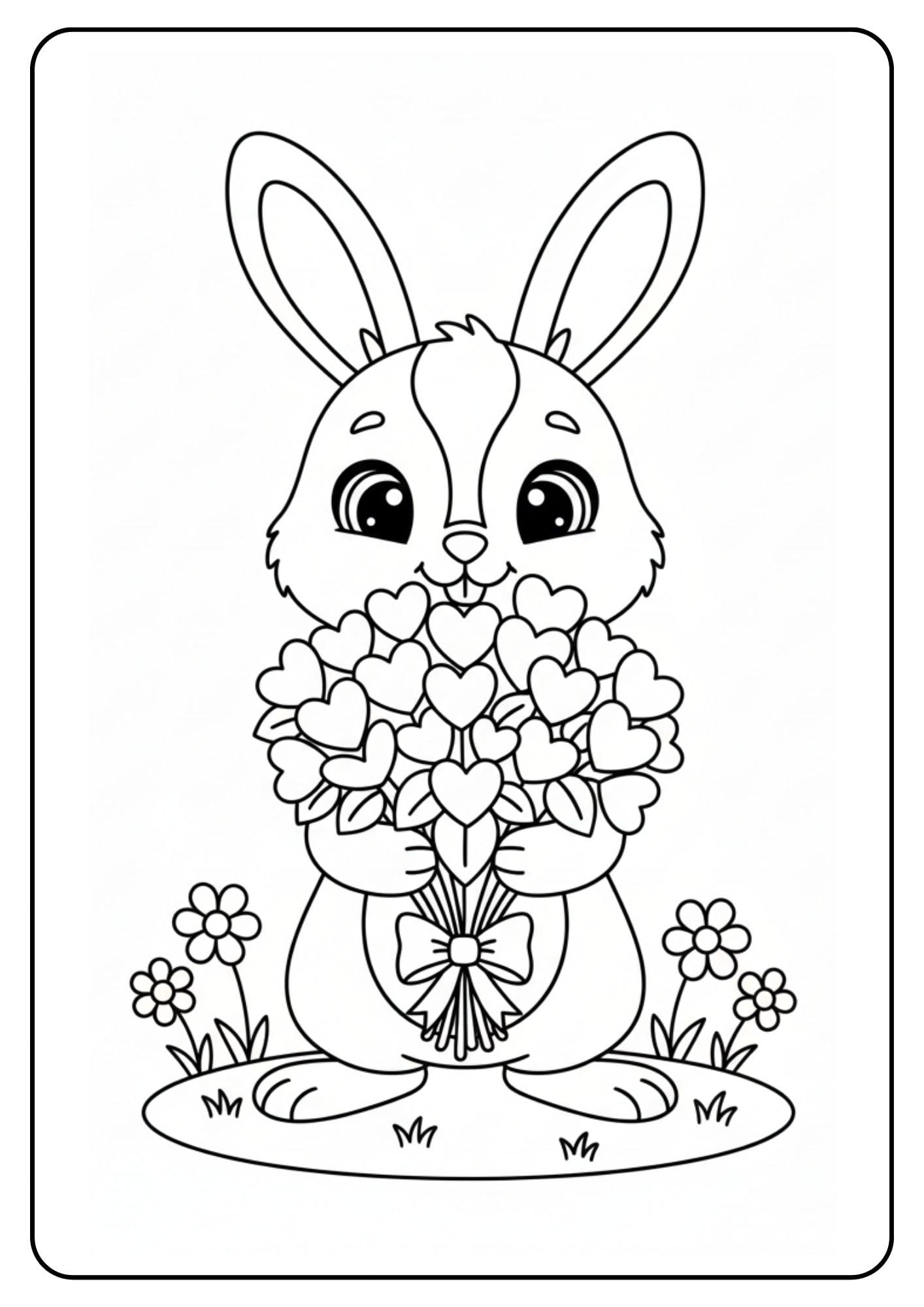 Cute Coloring Pages for Valentines Day Rabbit