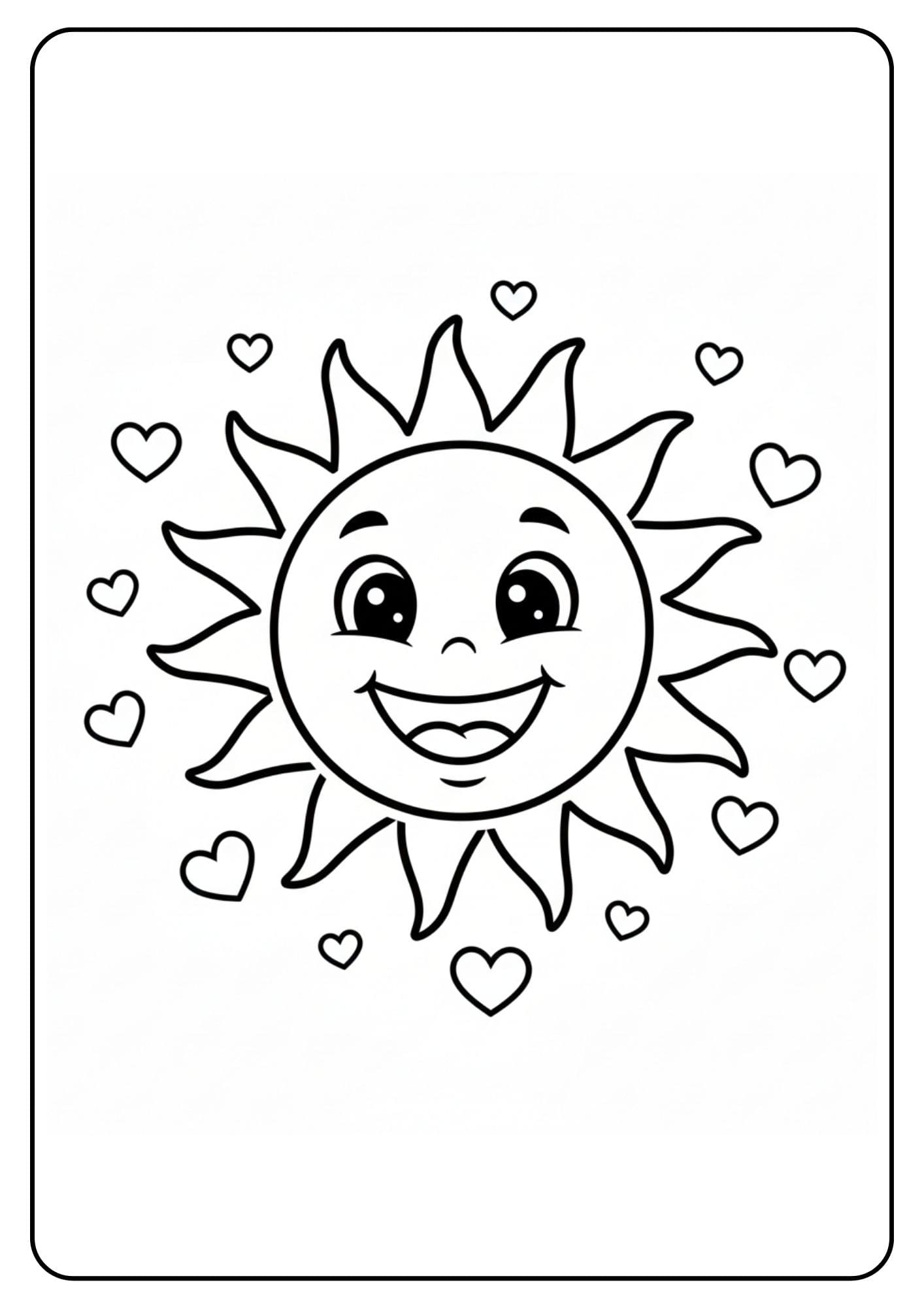 Cute Coloring Pages for Valentines Day Sun