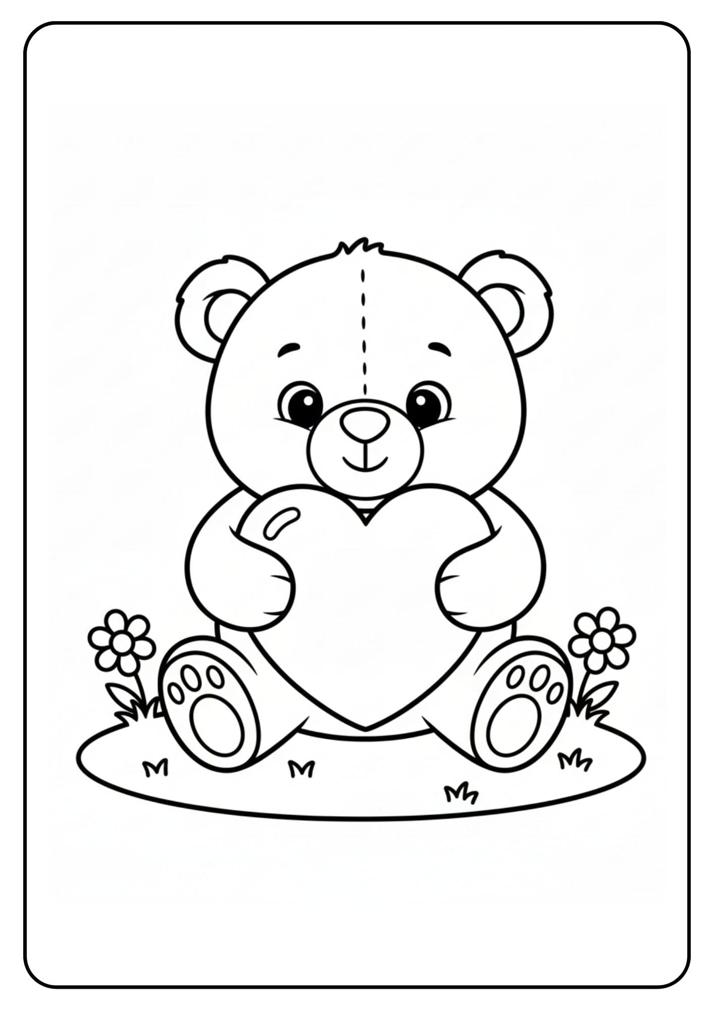 Cute Coloring Pages for Valentines Day Teddy