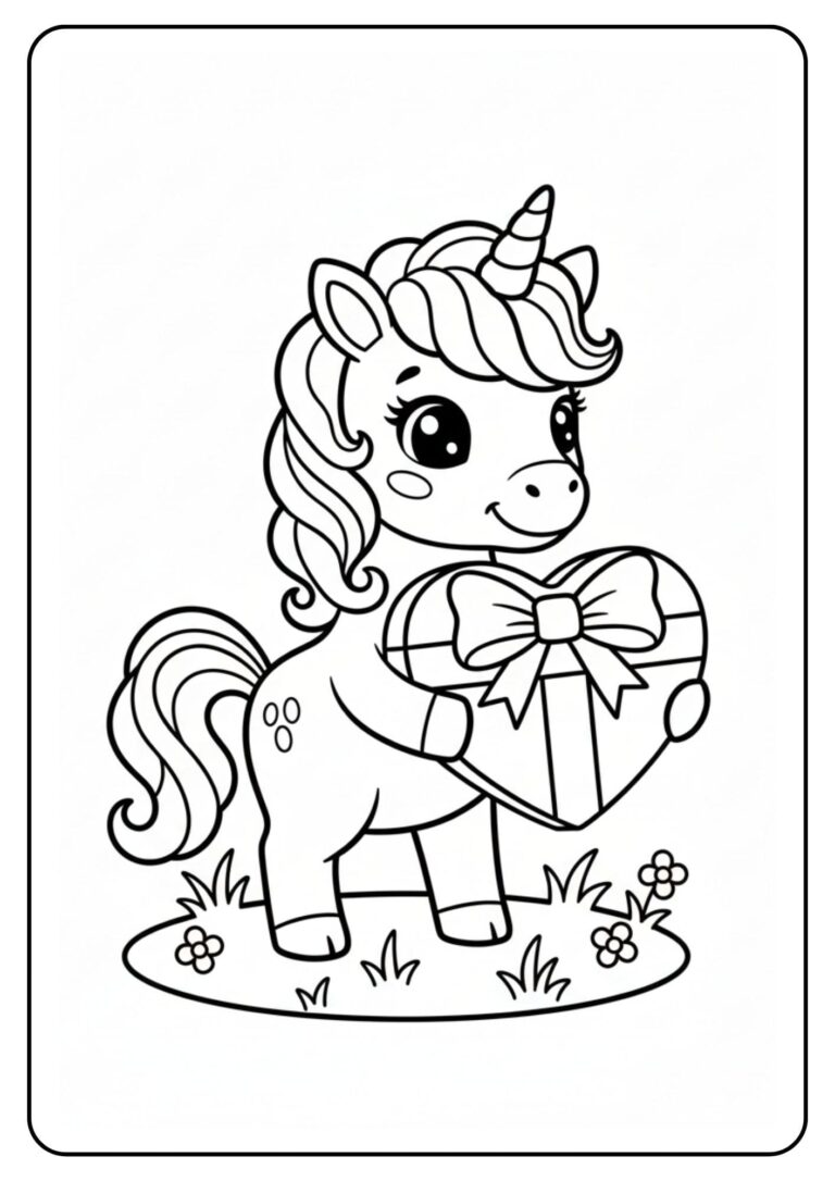 Cute Coloring Pages for Valentines Day Unicorn