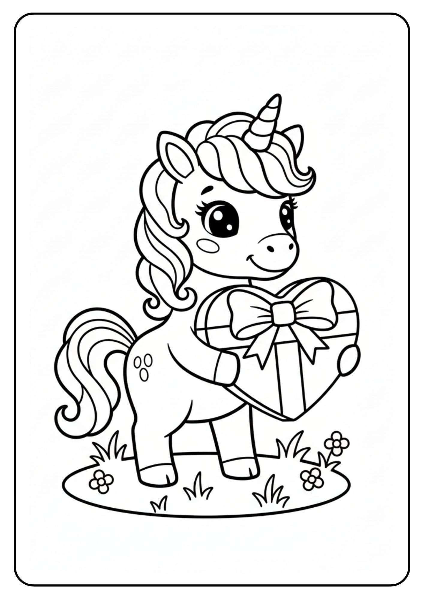 Cute Coloring Pages for Valentines Day Unicorn