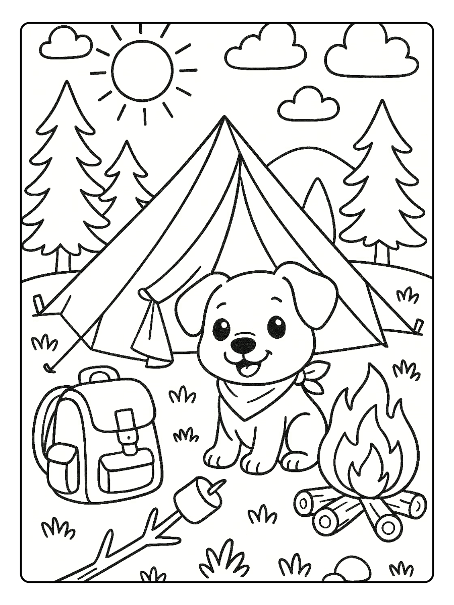 Cute Coloring Pages – Camping Adventures