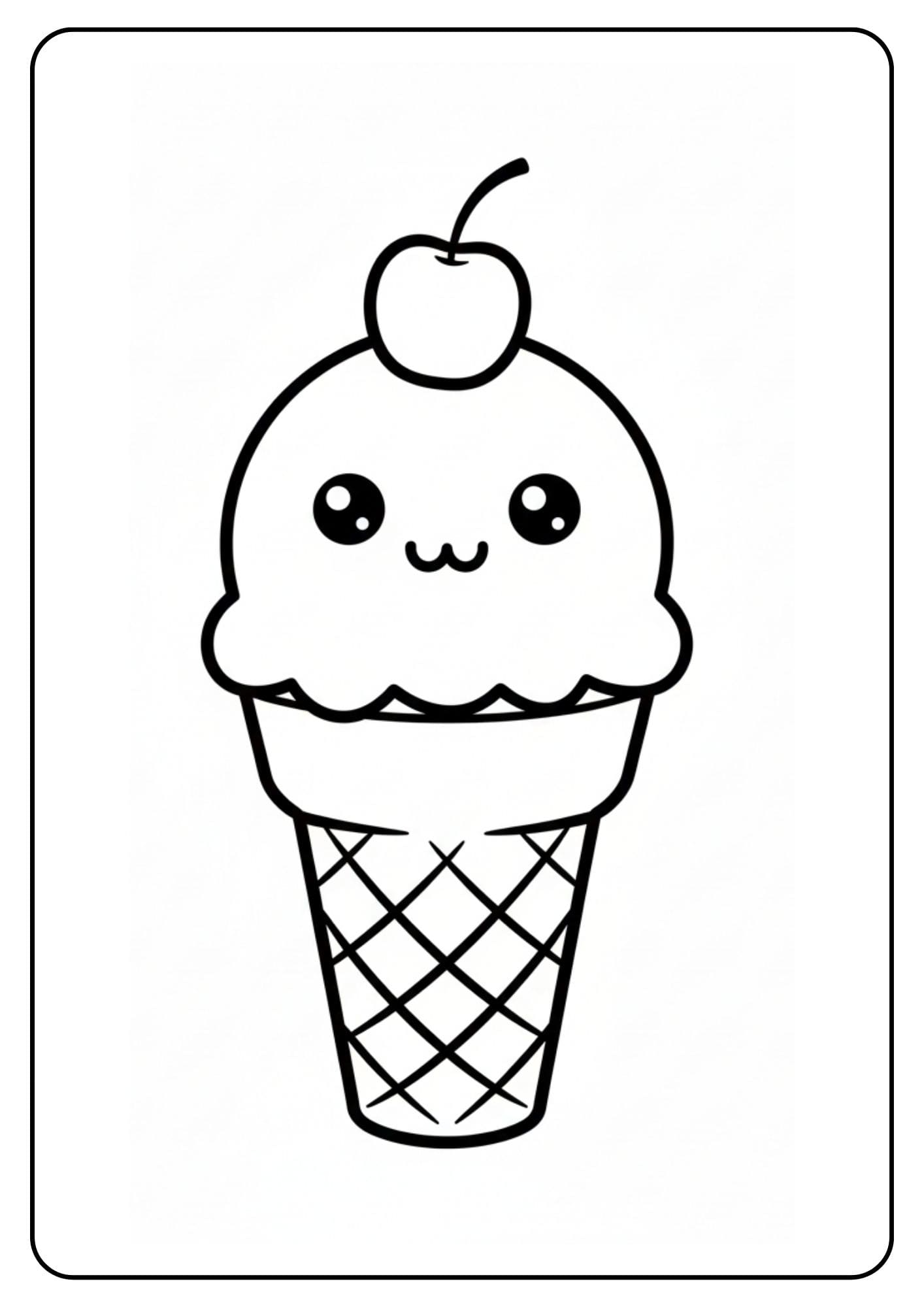 Cute Coloring Pages – Kawaii Ice Cream