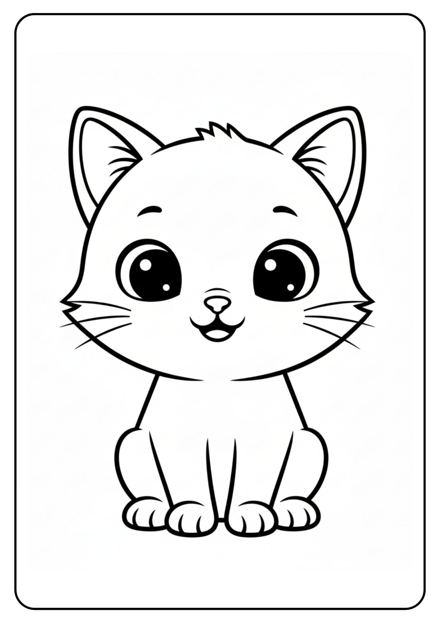 Cute Coloring Pages – Smiling Cat