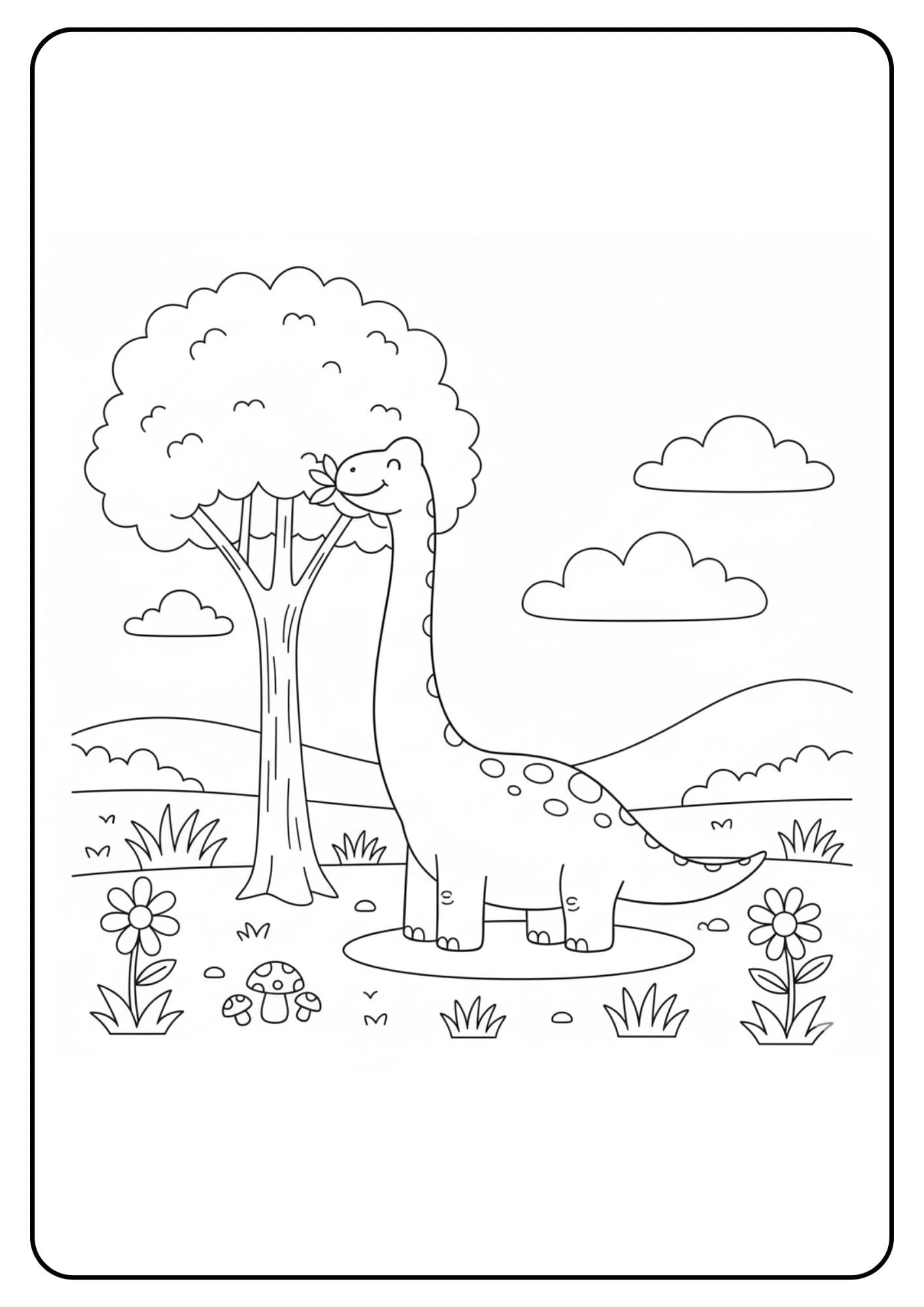 Cute Dinosaur Coloring Page Brachiosaurus