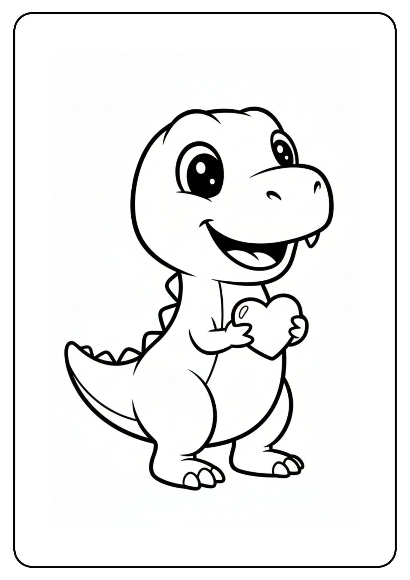 Cute Dinosaur Coloring Page Heart
