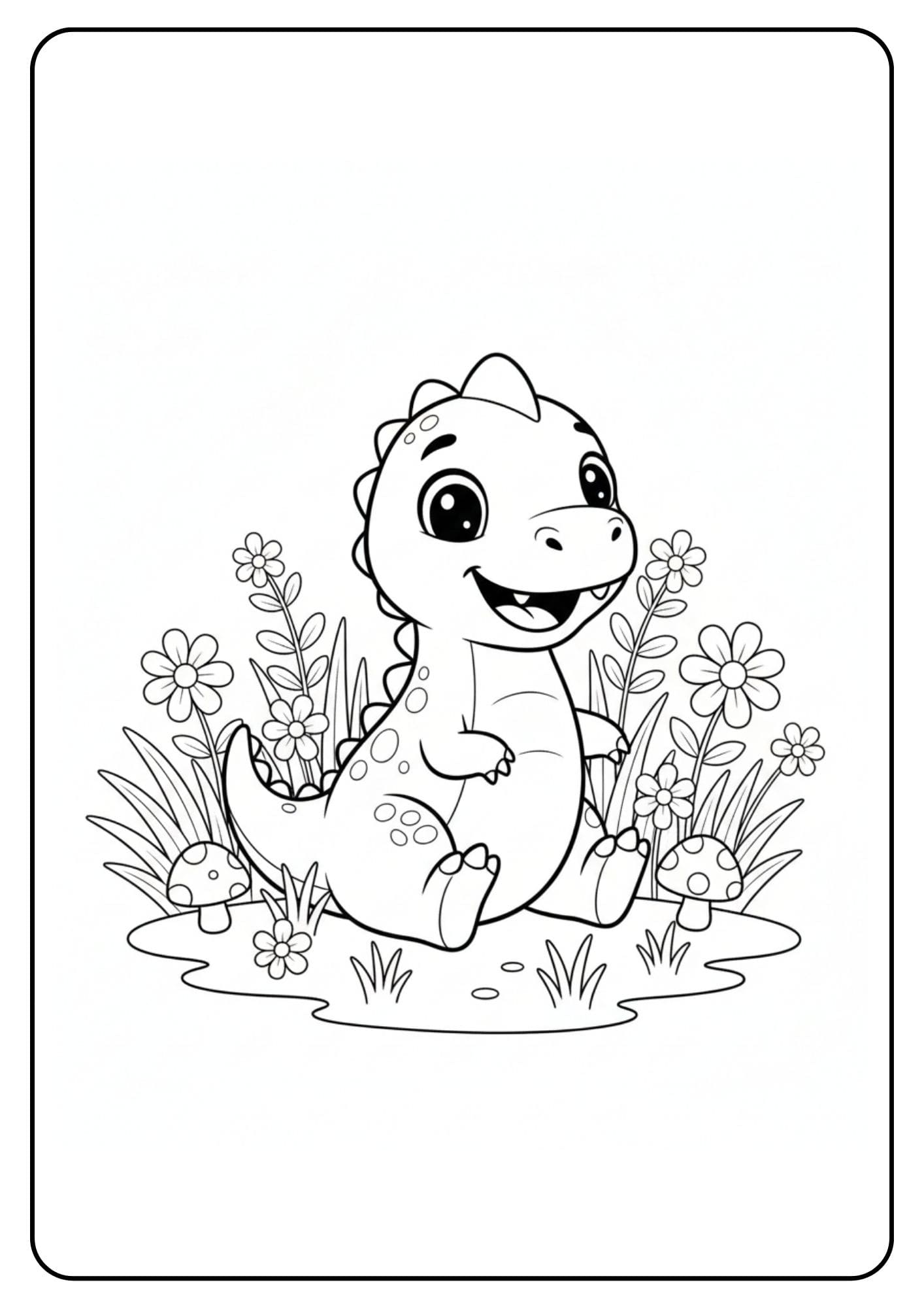 Cute Dinosaur Coloring Page Meadow