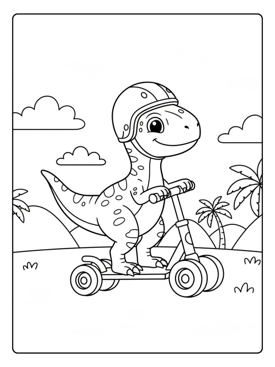 Cute Dinosaur Coloring Pages – Ankylosaurus Hugging a Star Pillow
