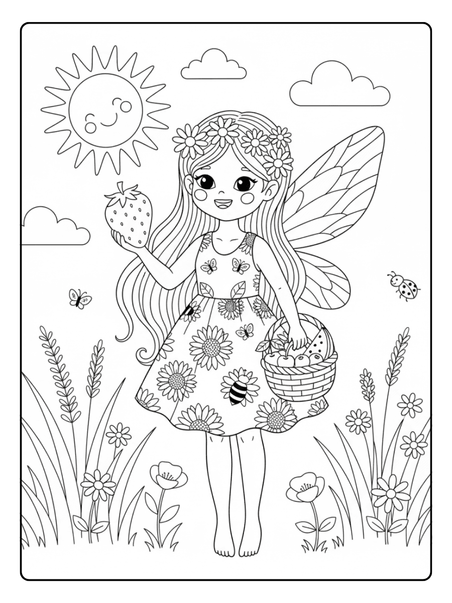 Cute Fairy Coloring Pages – Summer Fairy