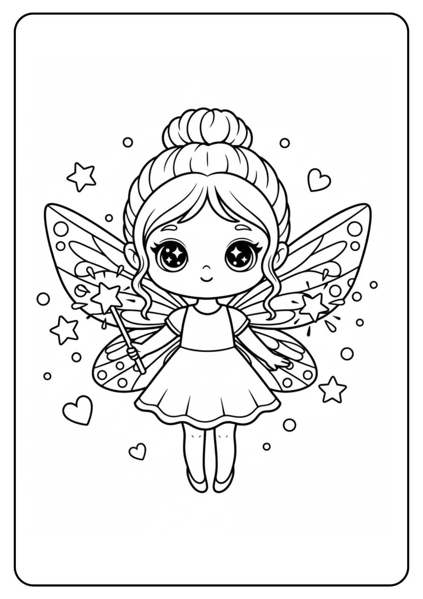 Cute Fairy with Magic Wand Coloring Page