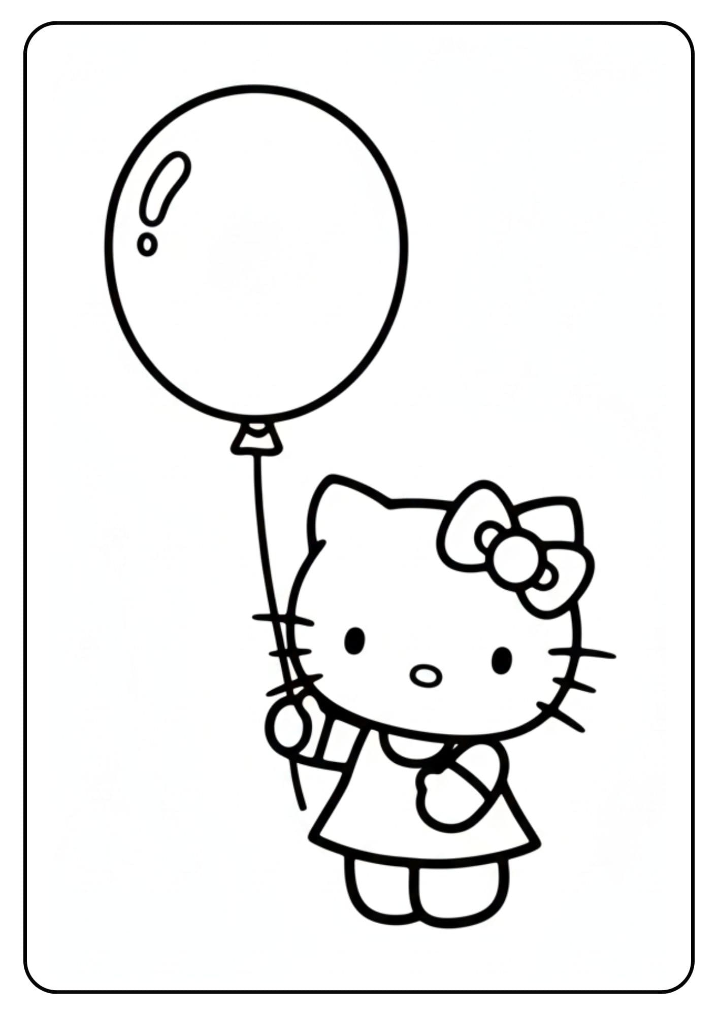Cute Hello Kitty Coloring Page Balloon