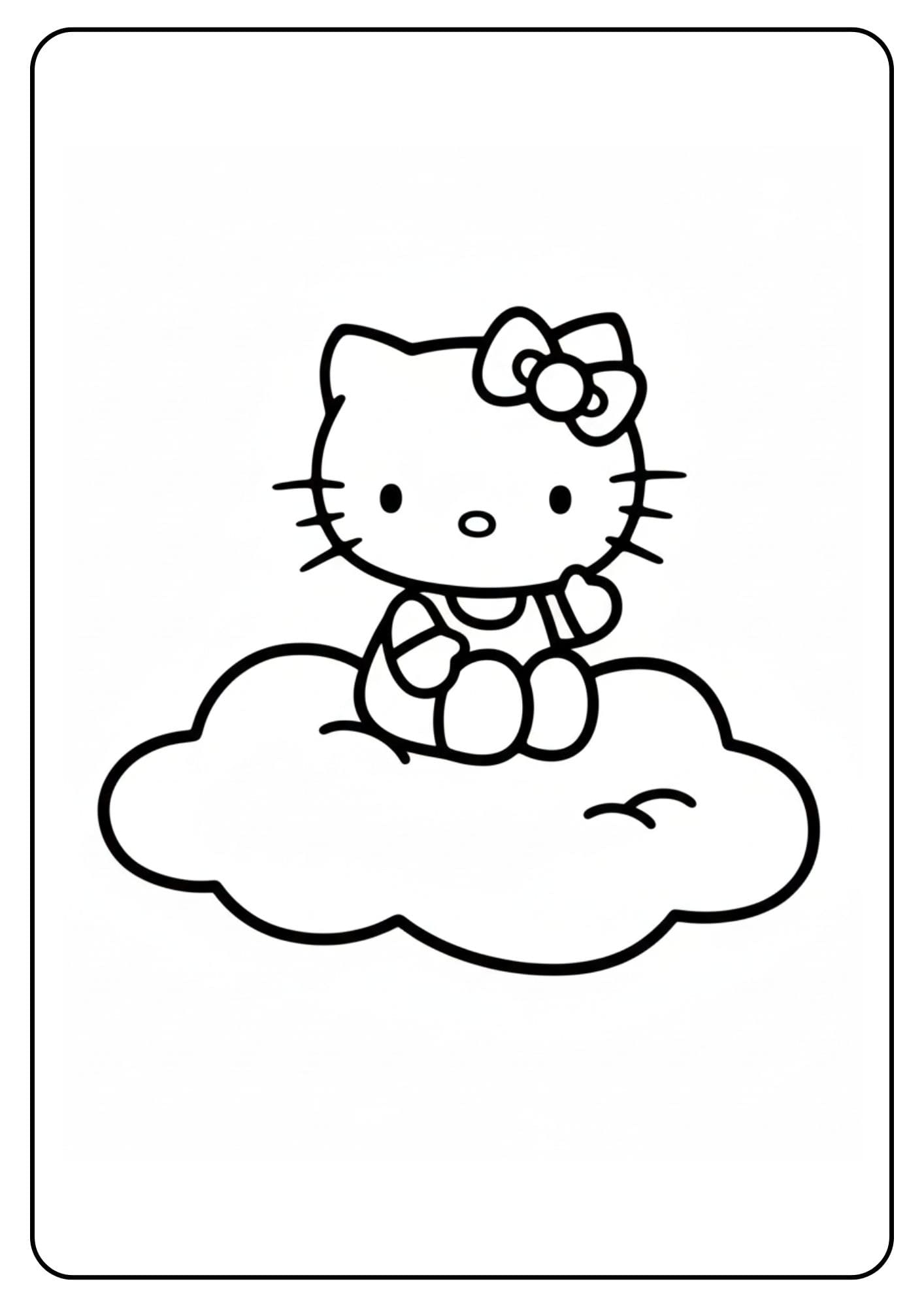 Cute Hello Kitty Coloring Page Cloud