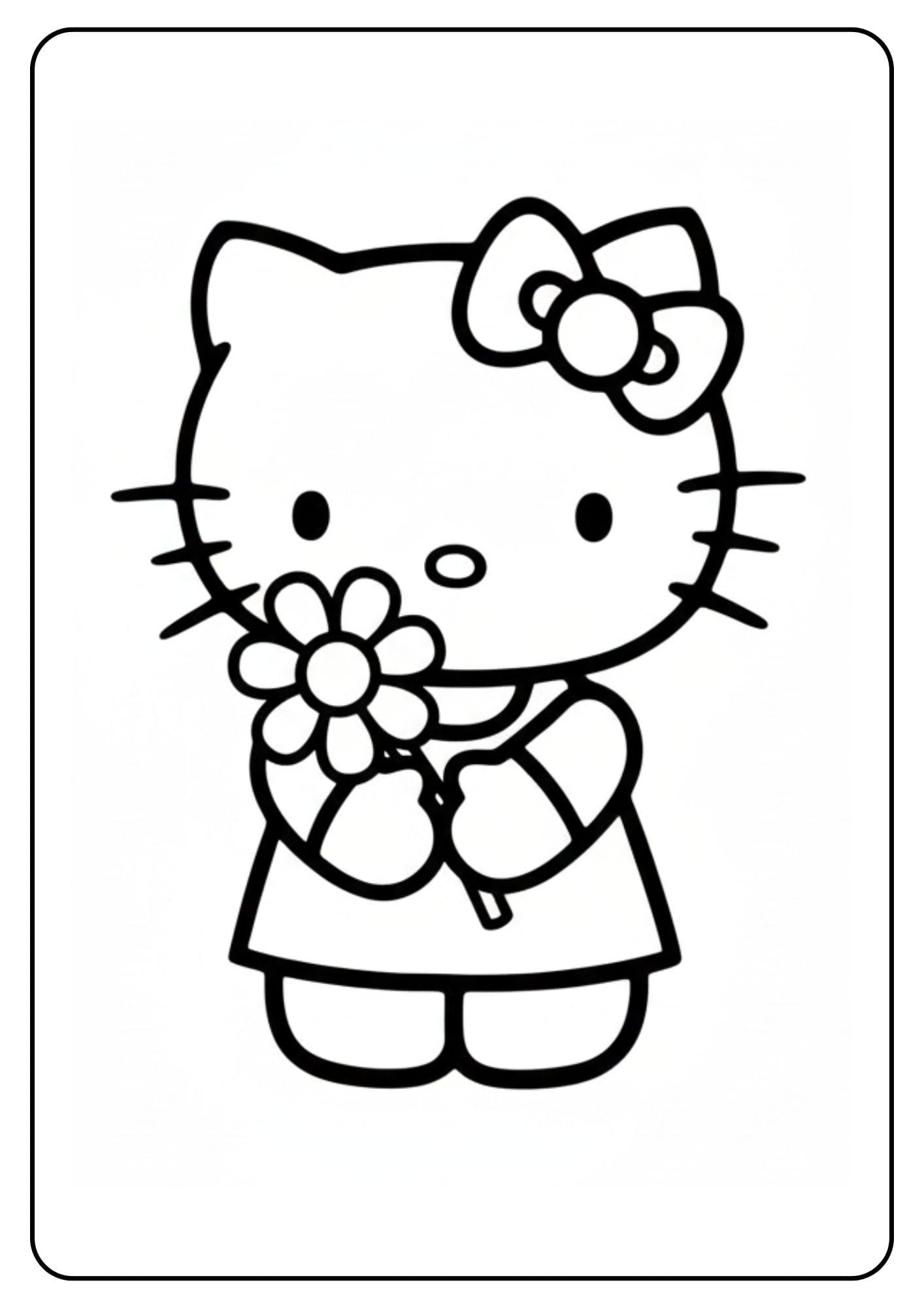 Cute Hello Kitty Coloring Page Flower