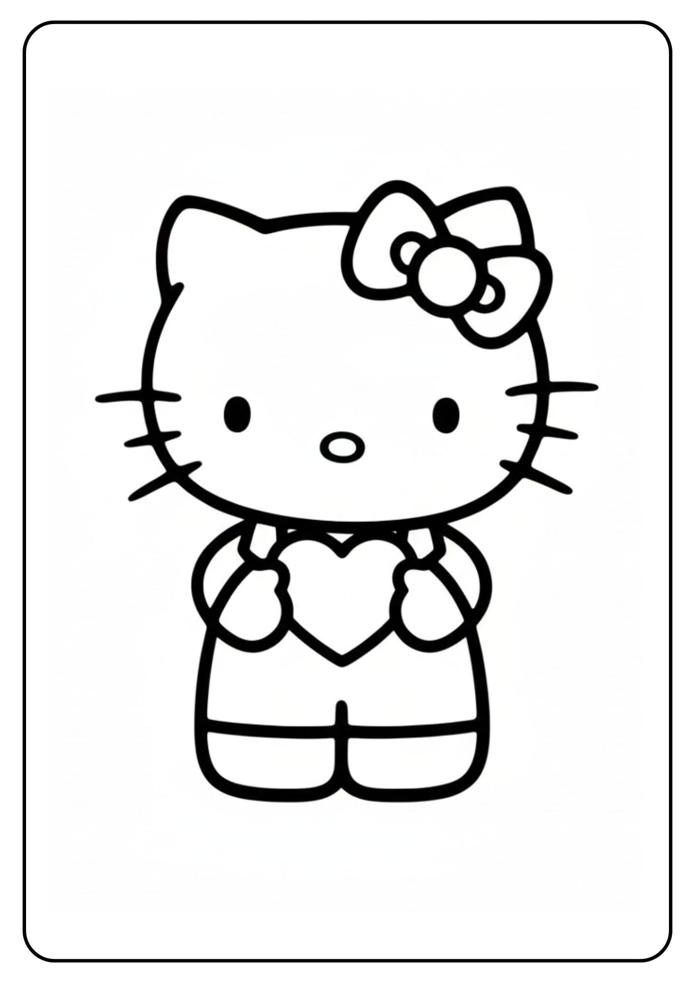 Cute Hello Kitty Coloring Page Heart