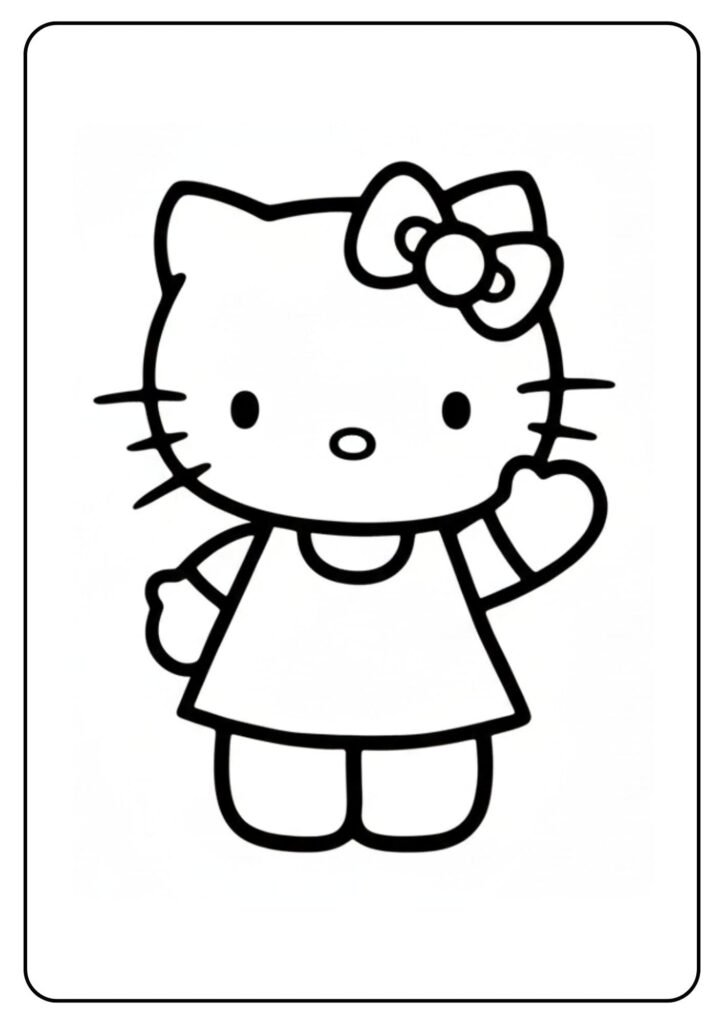 Cute Hello Kitty Coloring Page Waving