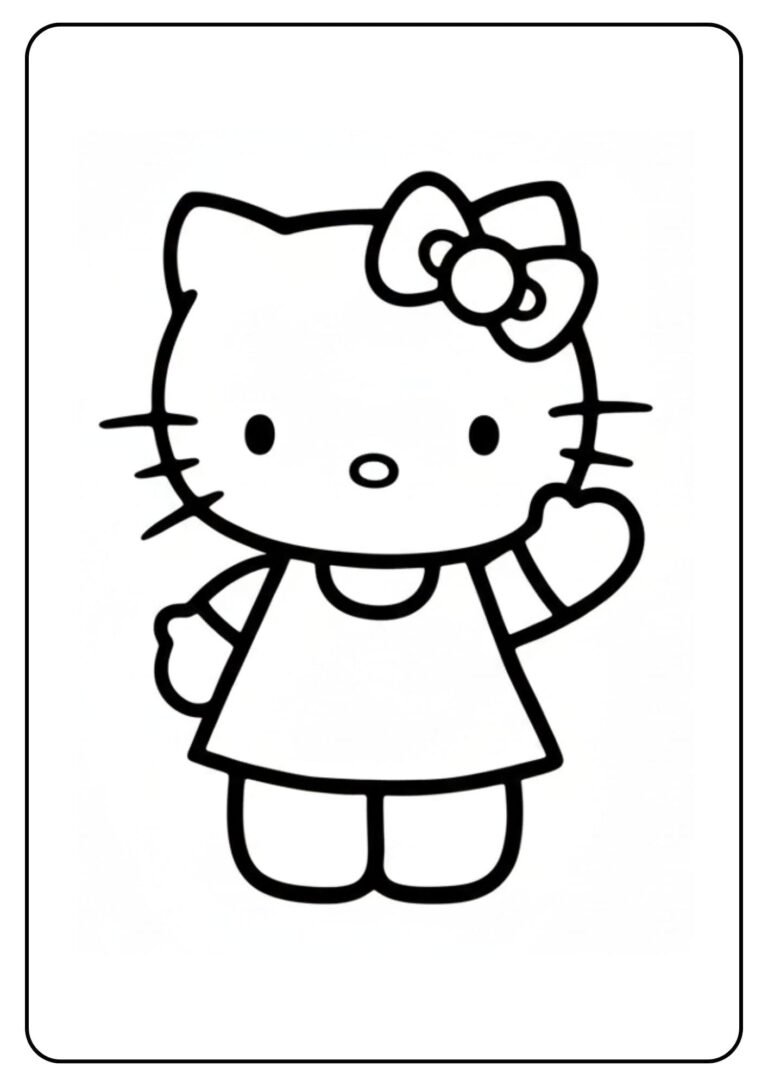 Cute Hello Kitty Coloring Page Waving
