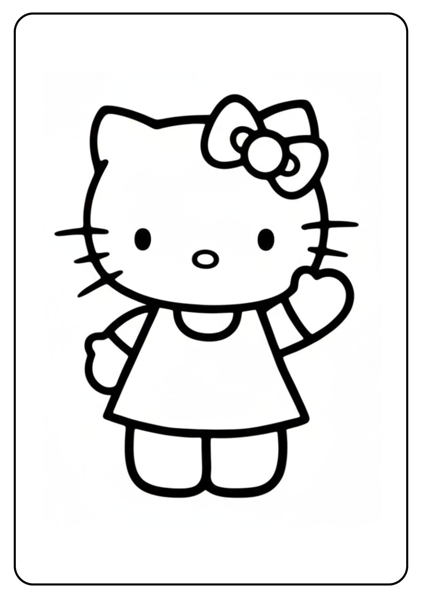 Cute Hello Kitty Coloring Page Waving