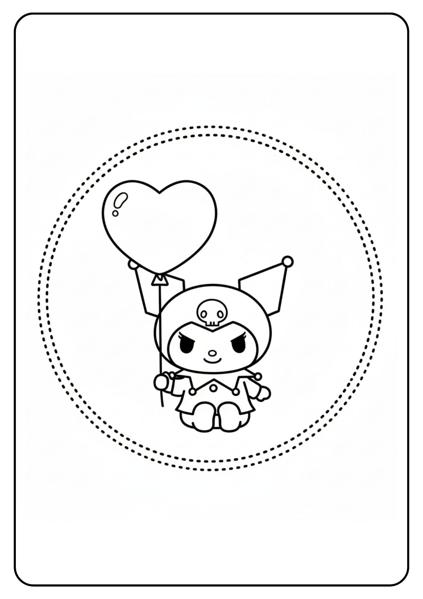 Cute Kuromi Coloring Page Balloon