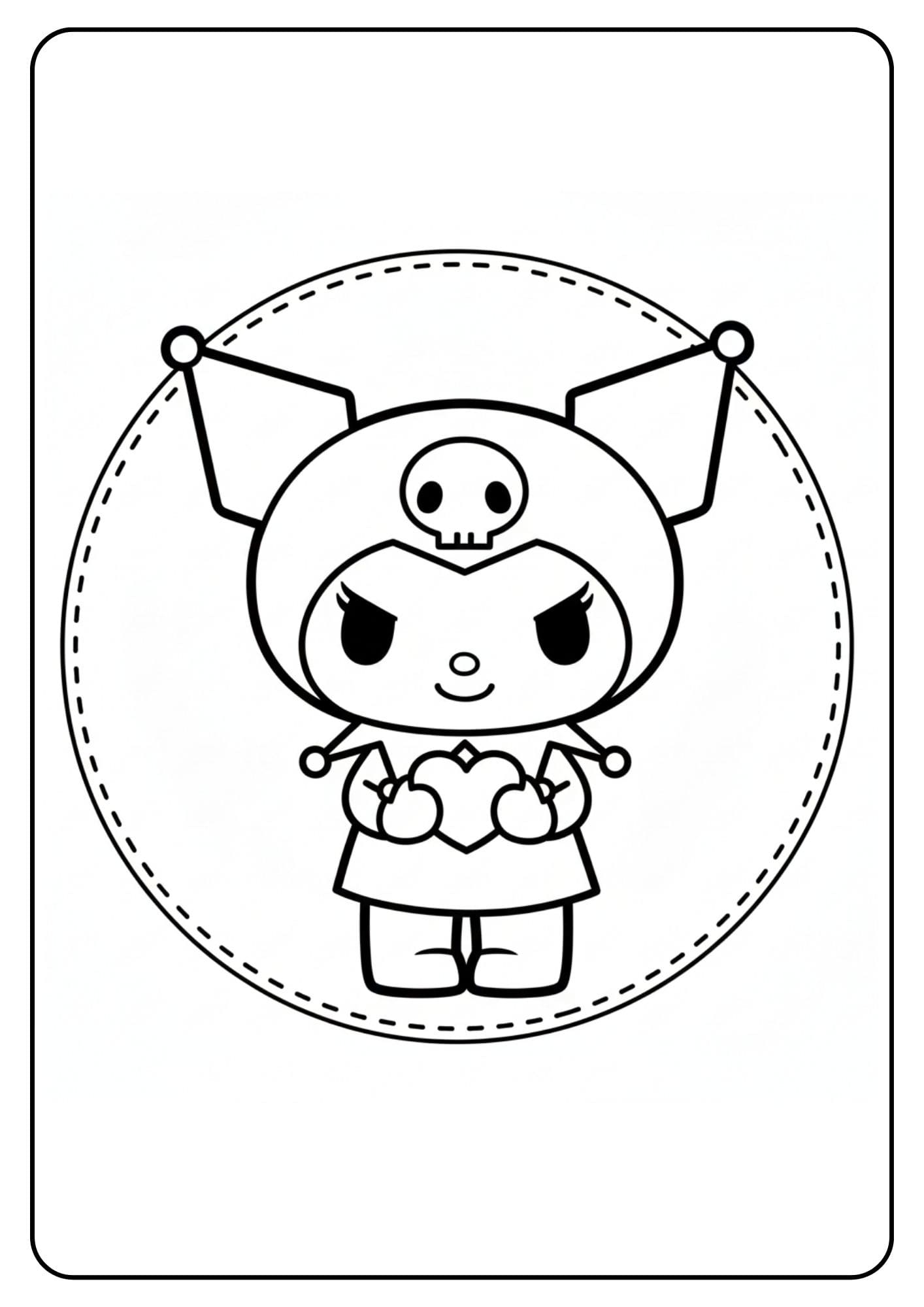 Cute Kuromi Coloring Page Heart