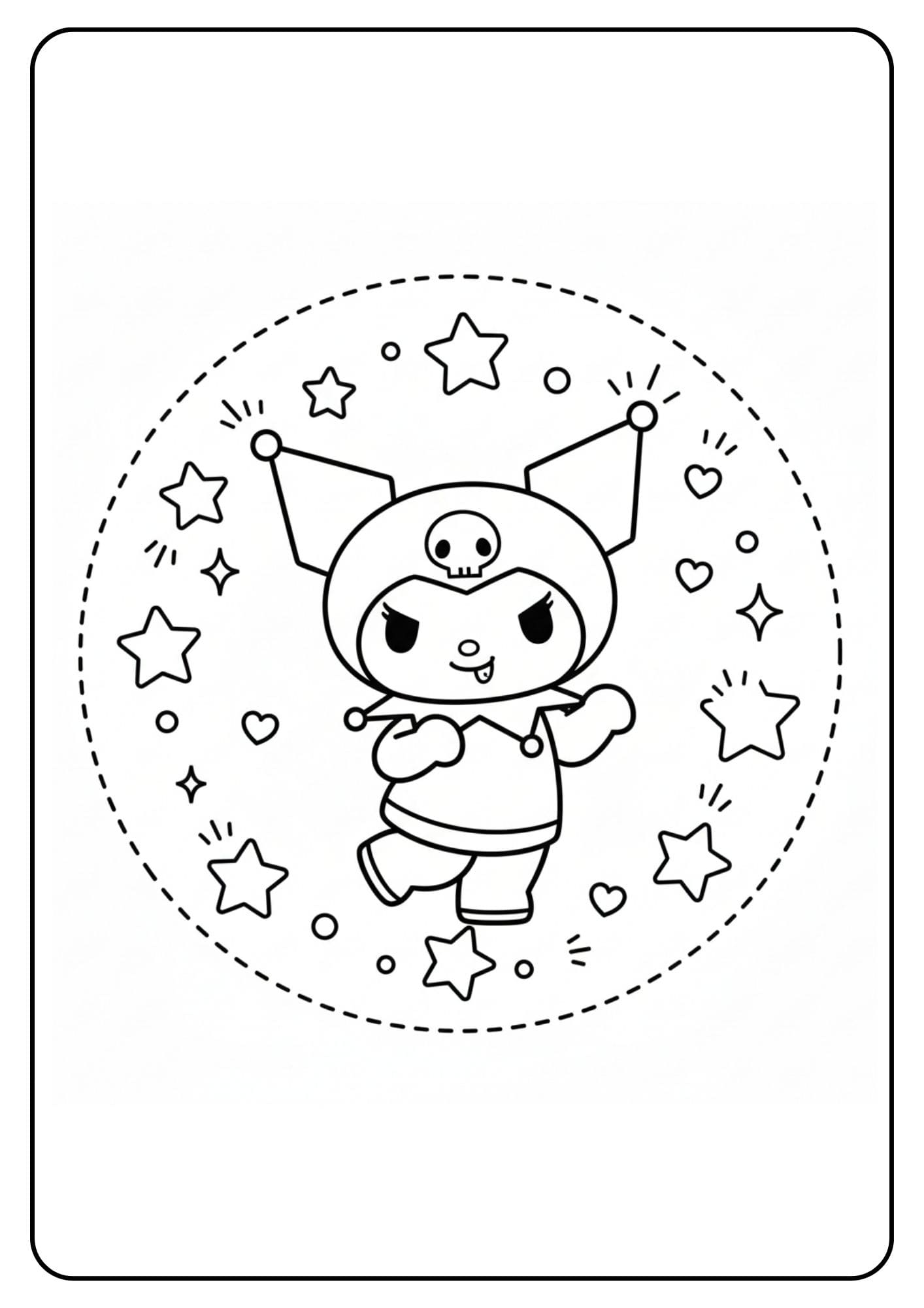 Cute Kuromi Coloring Page Stars