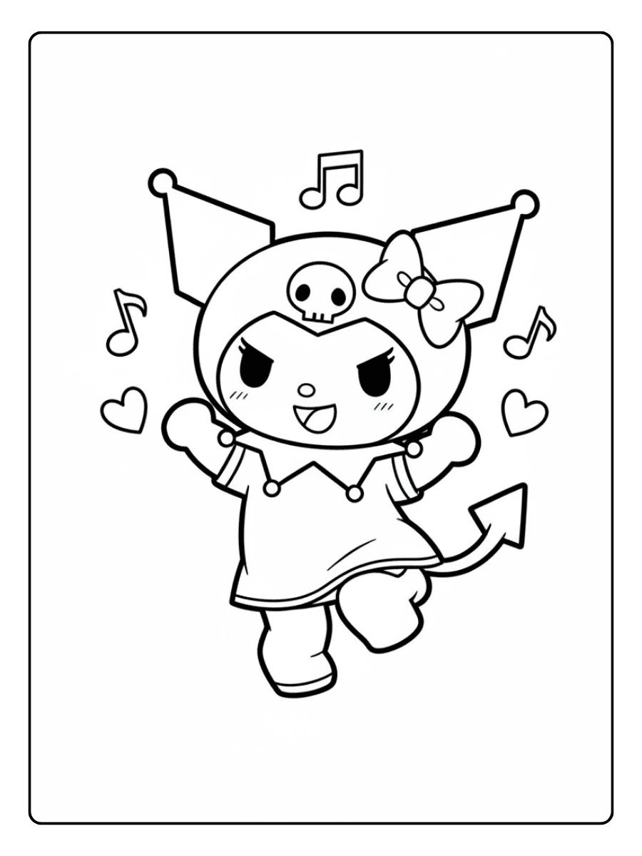 Cute Kuromi Coloring Pages – Happy Kuromi