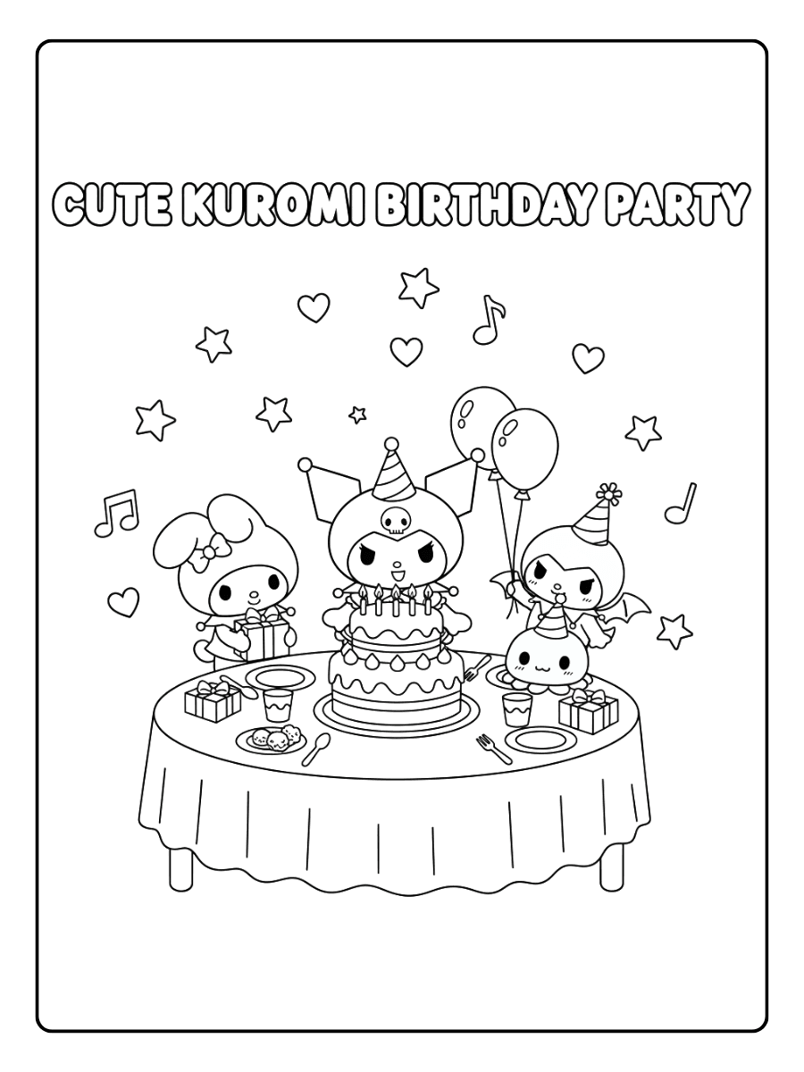 Cute Kuromi Coloring Pages – Kuromi Birthday Party