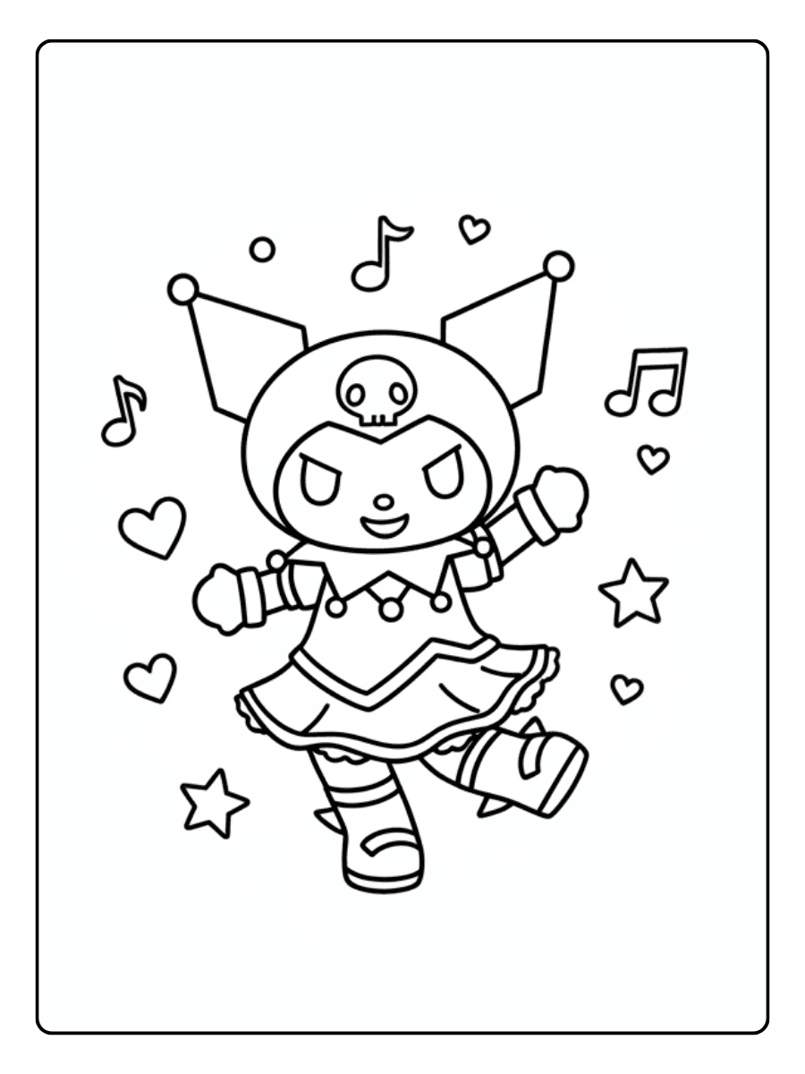 Cute Kuromi Coloring Pages – Kuromi Dancing