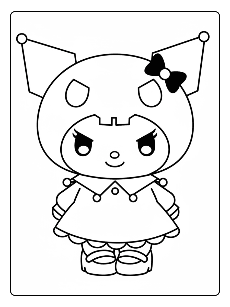 Cute Kuromi Coloring Pages – Kuromi Wearing Skull Hat