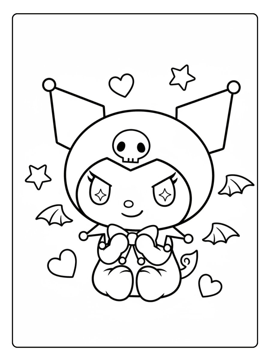 Cute Kuromi Coloring Pages – Smiling Kuromi