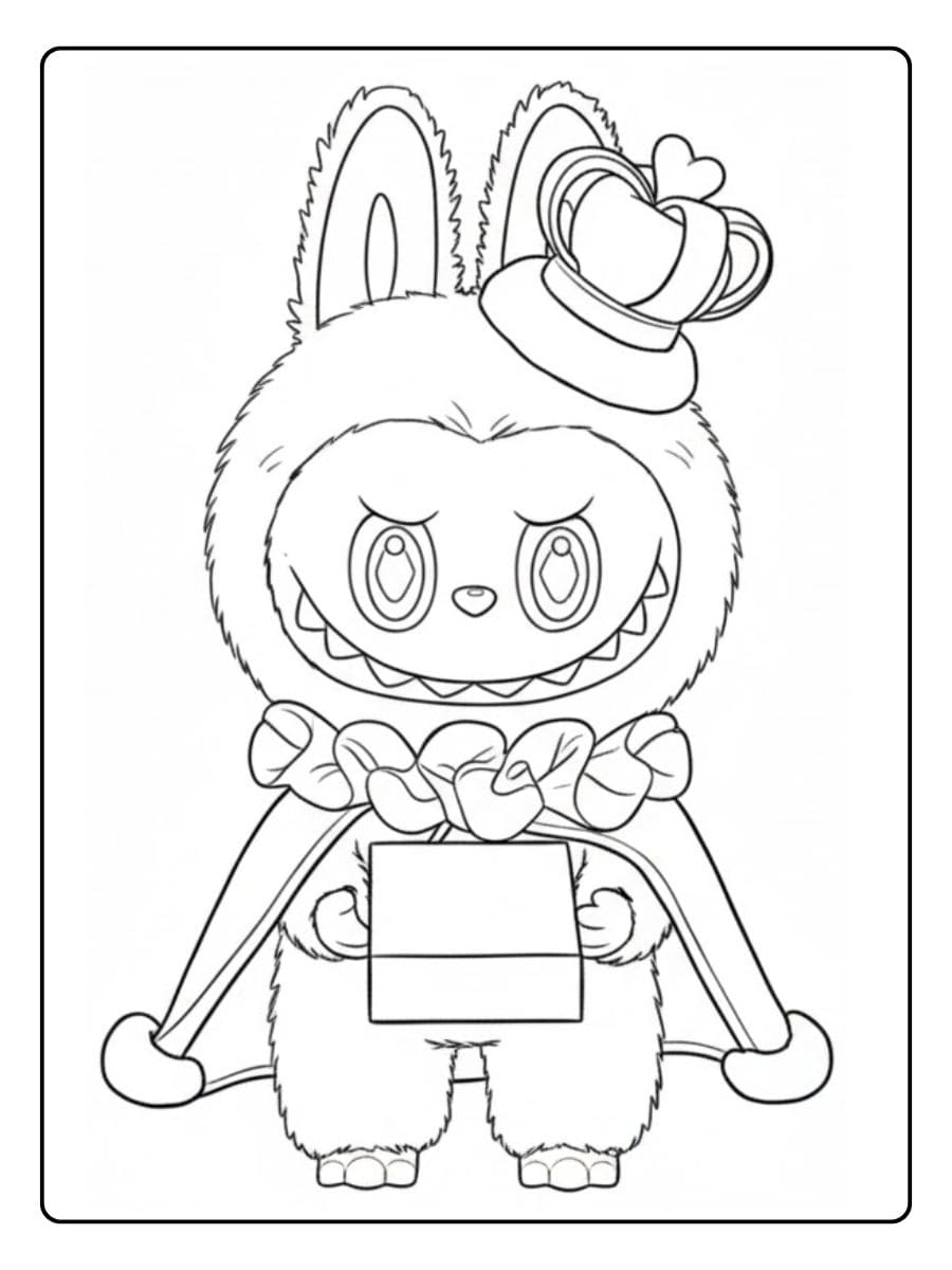 Cute Labubu Coloring Pages with Crown