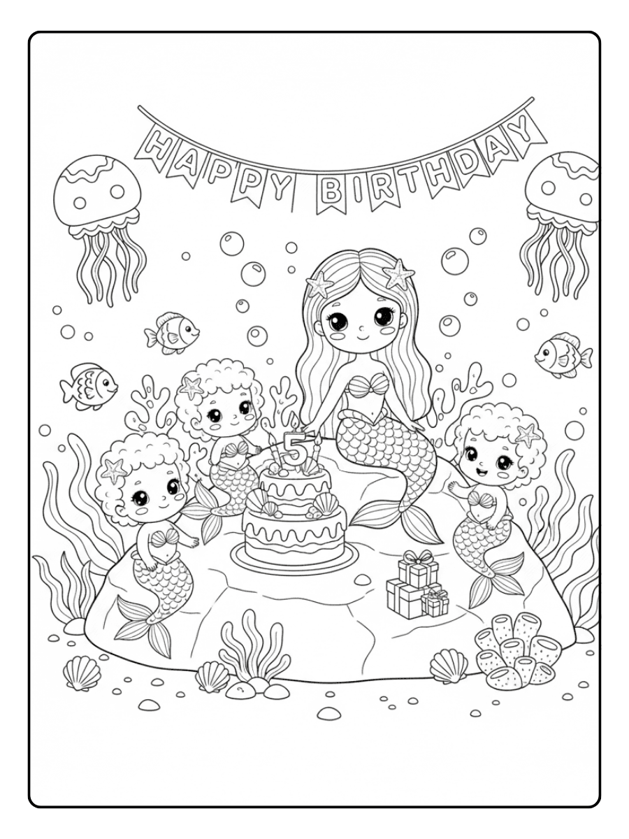 Cute Mermaid Coloring Pages – Mermaid Birthday Party