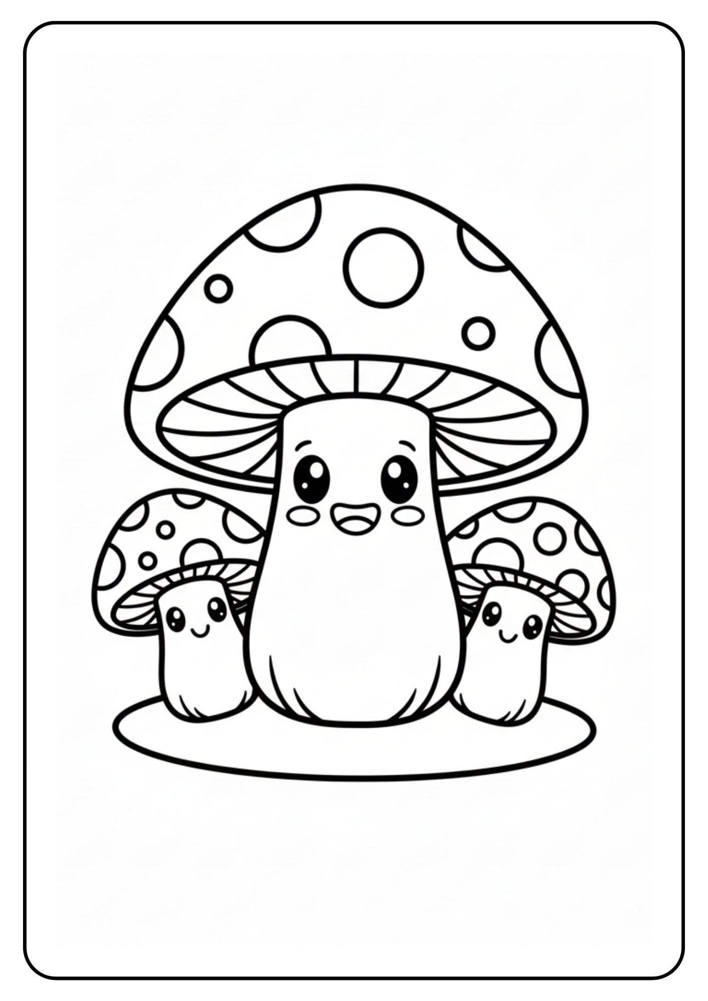 Cute Mushroom Coloring Pages – Cozy Mushroom Family