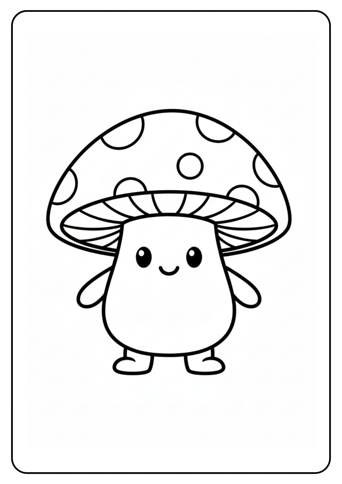 Cute Mushroom Coloring Pages – Dancing Mushroom Character