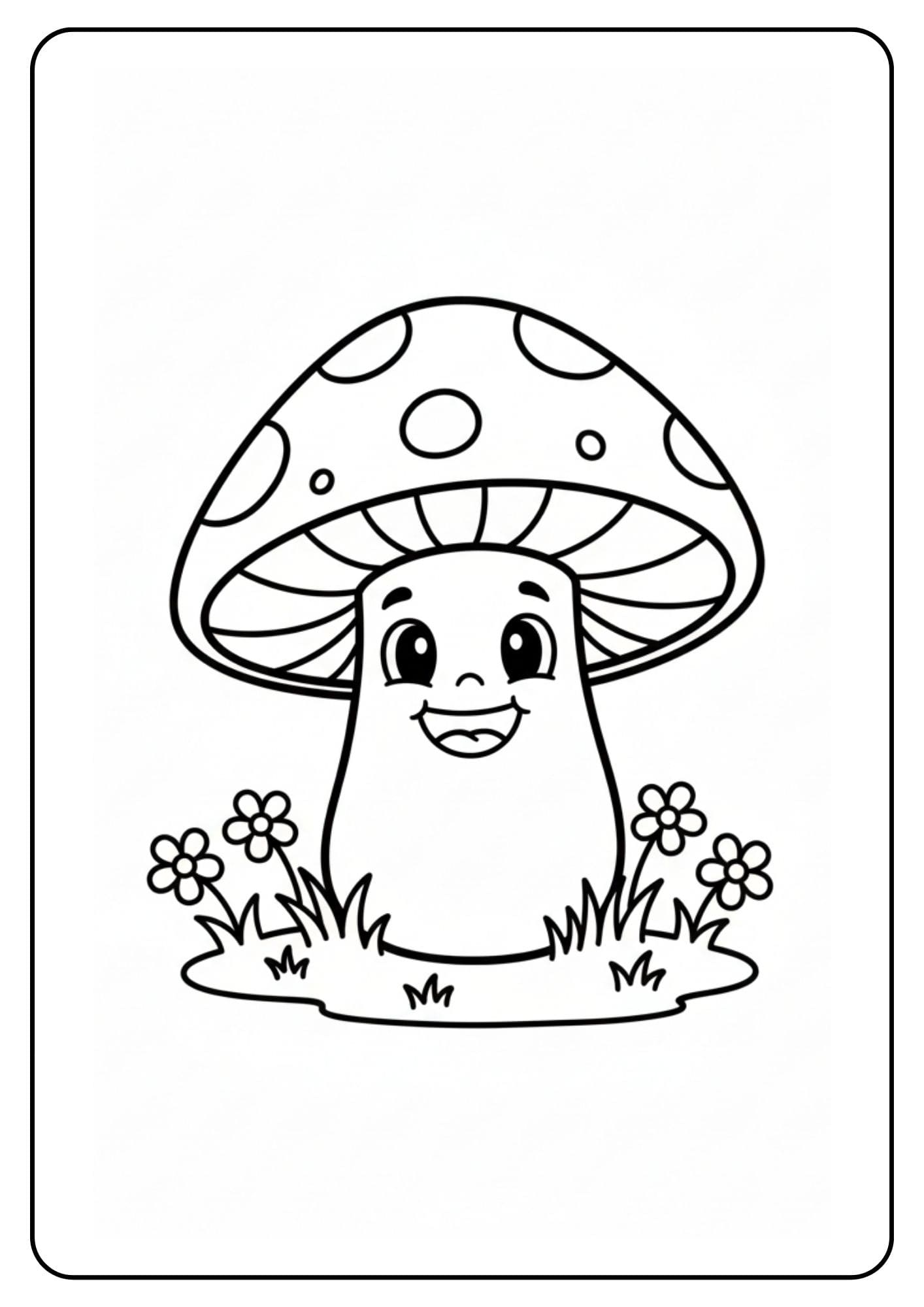 Cute Mushroom Coloring Pages – Happy Forest Mushroom