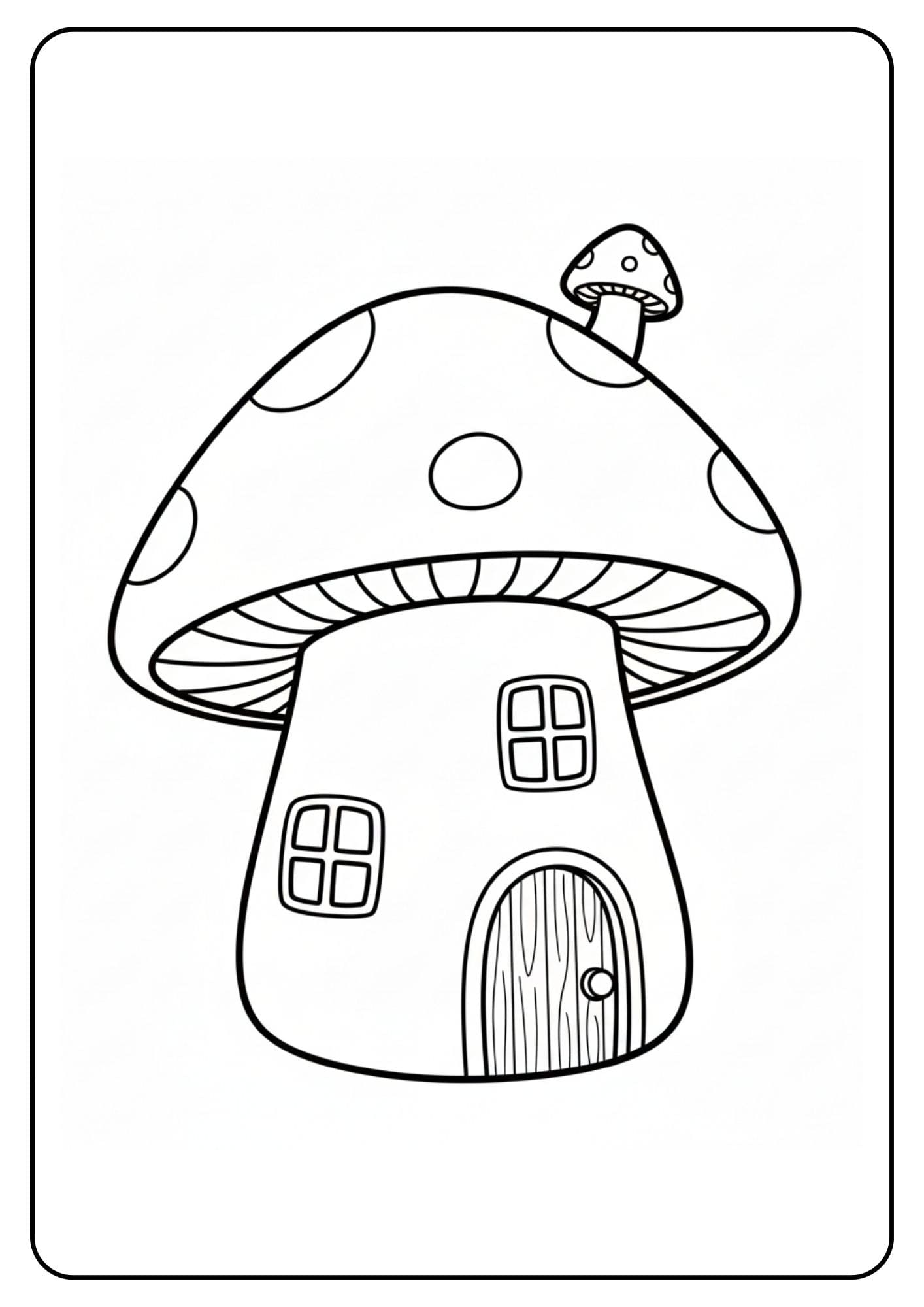 Cute Mushroom Coloring Pages – Kawaii Mushroom House