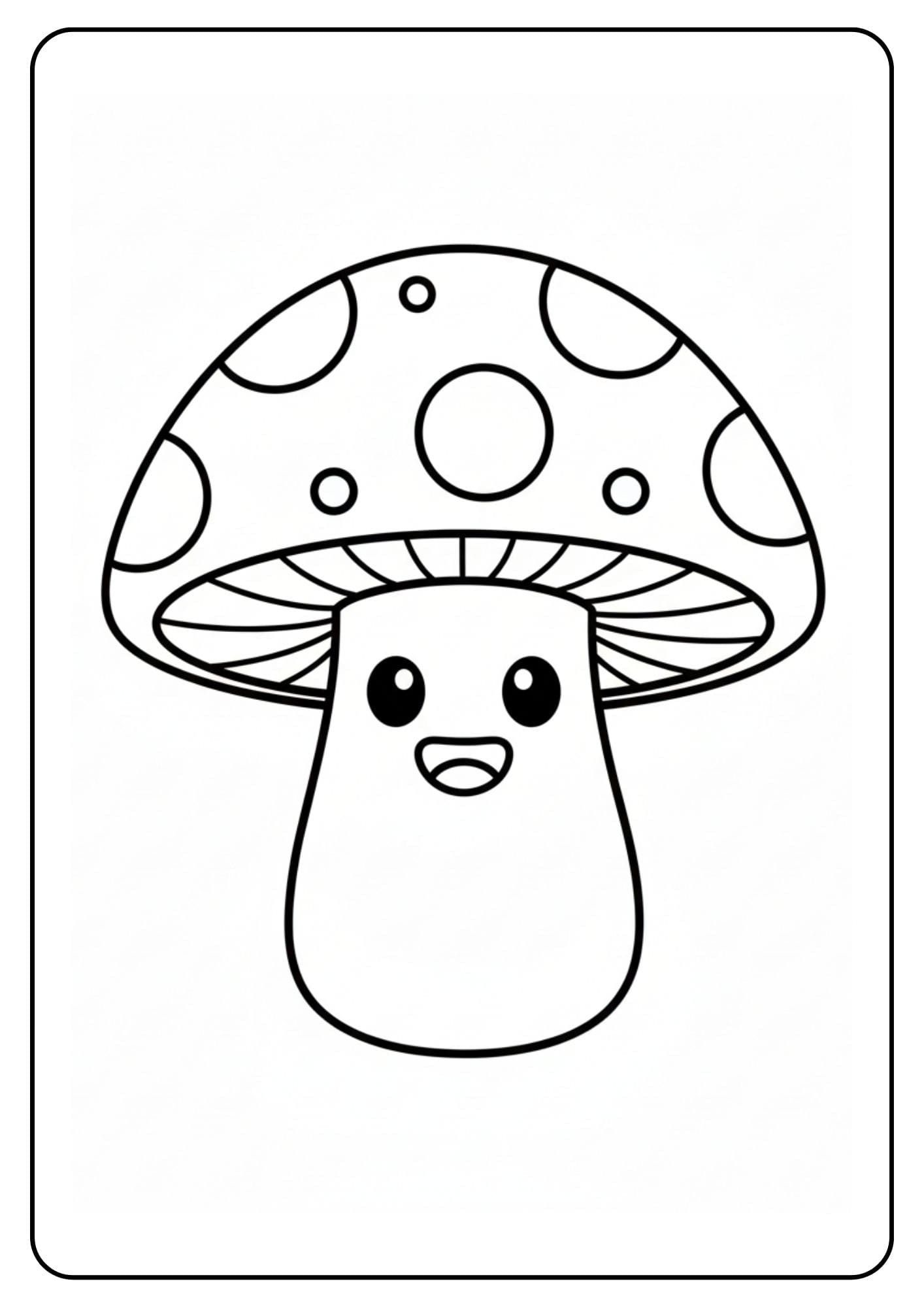 Cute Mushroom Coloring Pages – Kawaii Spotted Mushroom