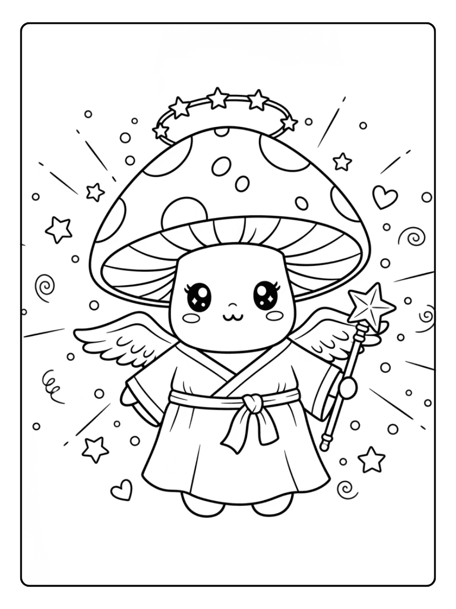 Cute Mushroom Coloring Pages – Mushroom Angel