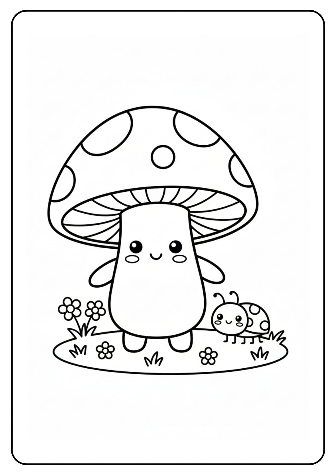 Cute Mushroom Coloring Pages – Mushroom with Friend