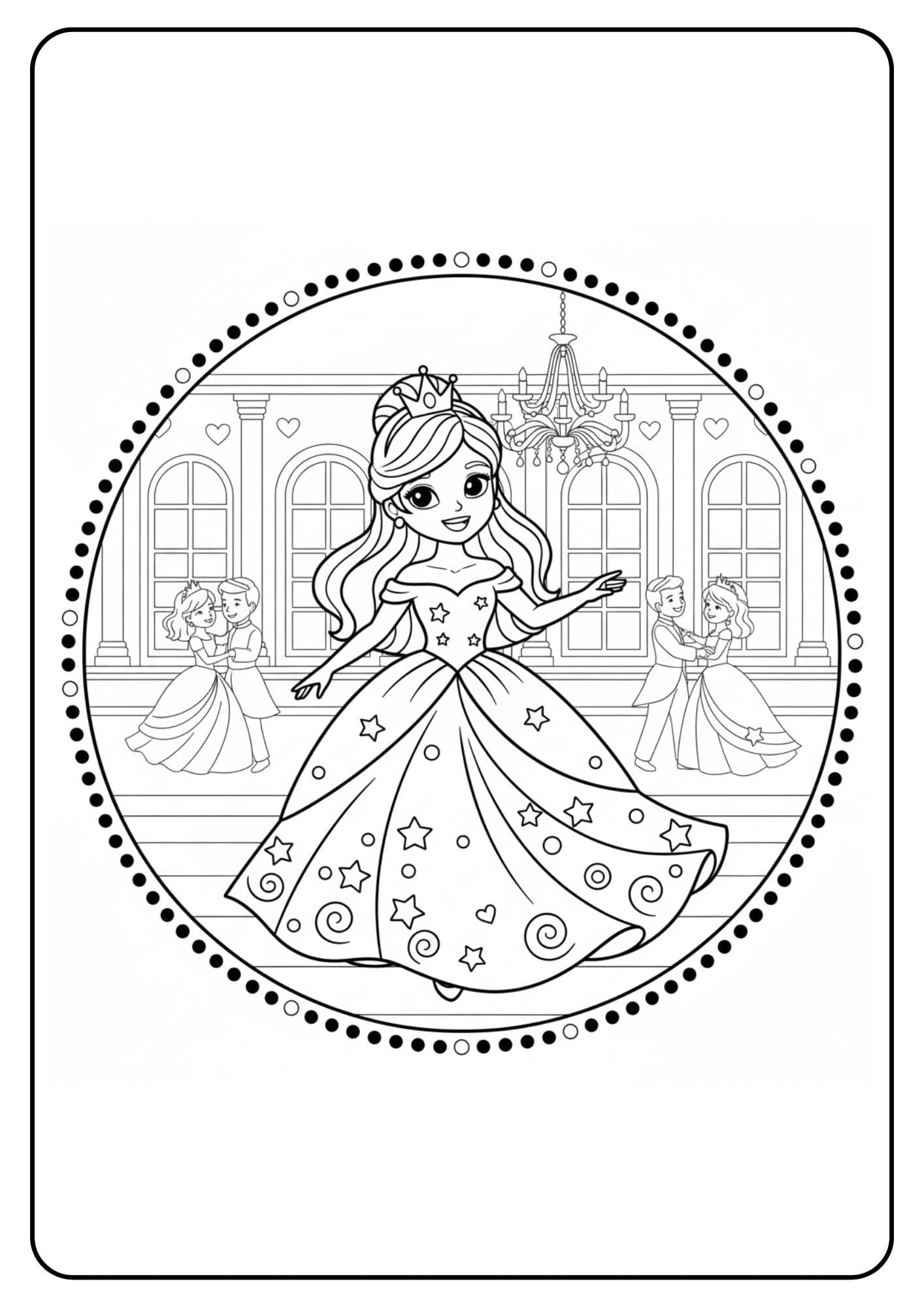 Cute Princess Coloring Page Dance