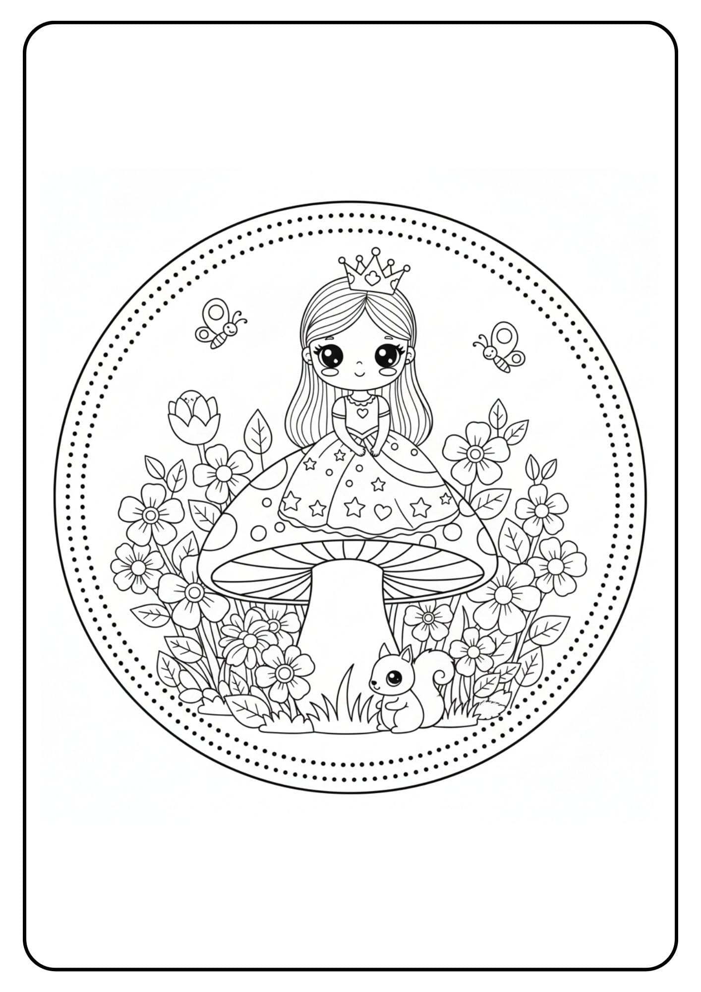 Cute Princess Coloring Page Garden