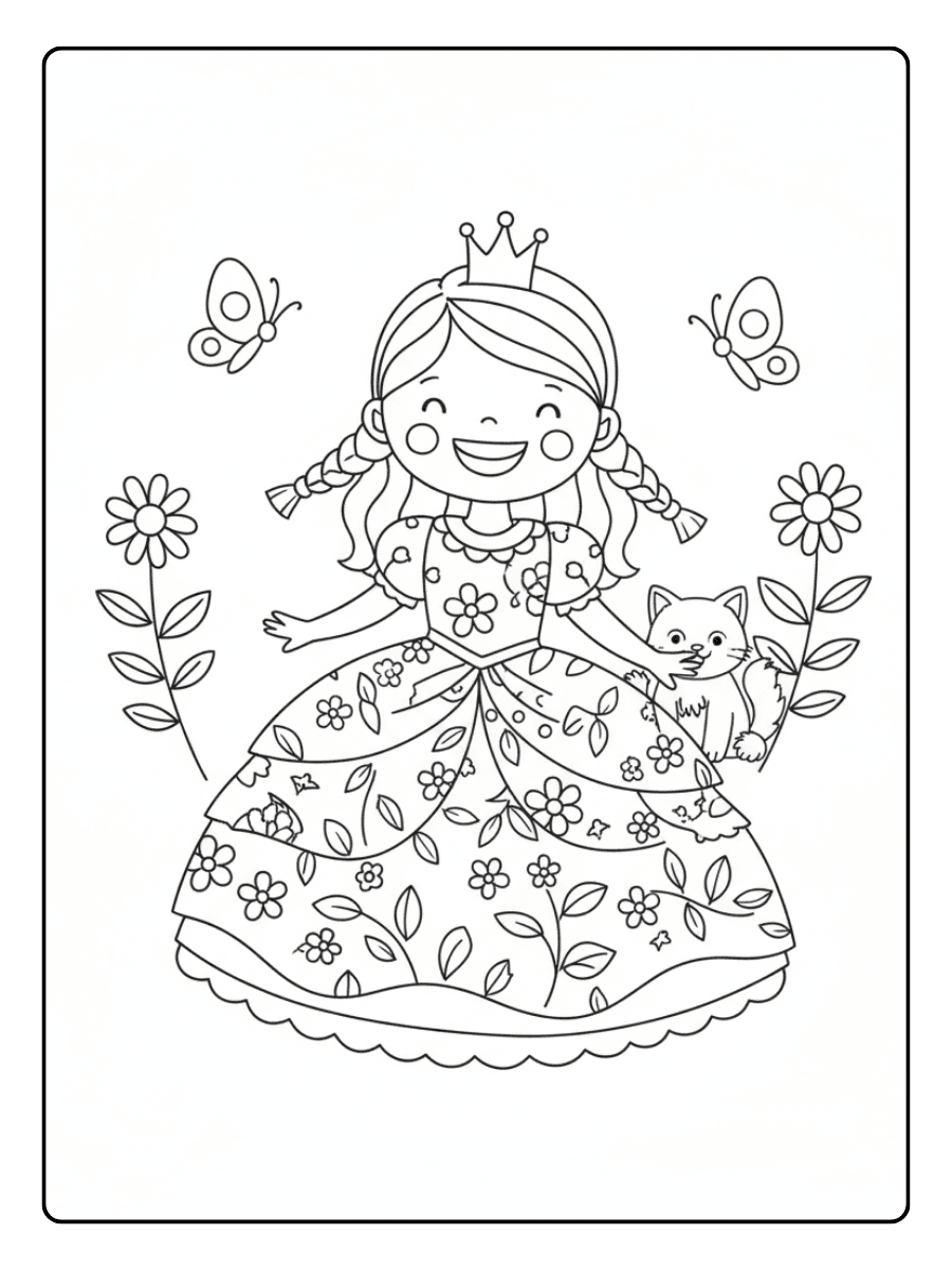 Cute Princess Coloring Pages – Happy Princess