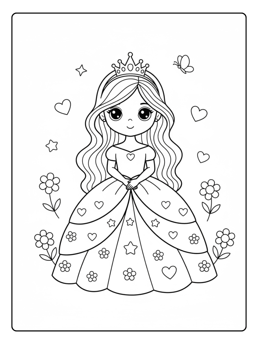 Cute Princess Coloring Pages – Princess Cute Illustration