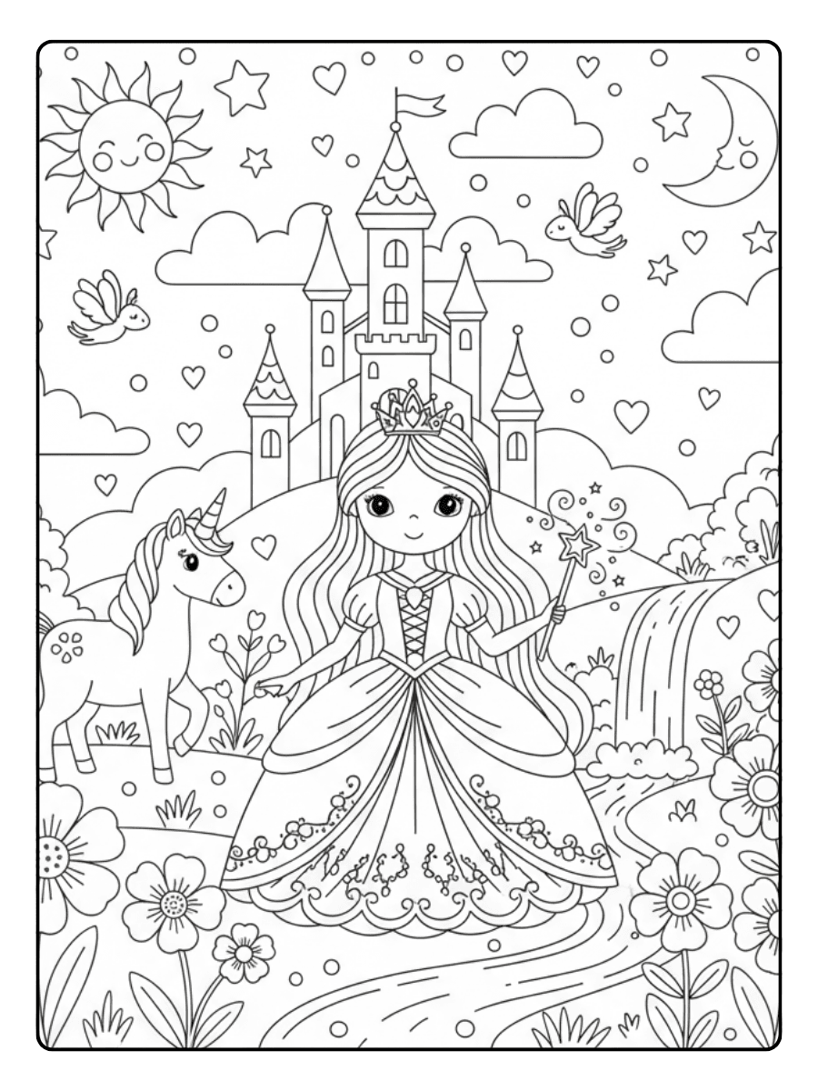 Cute Princess Coloring Pages – Princess Fantasy World