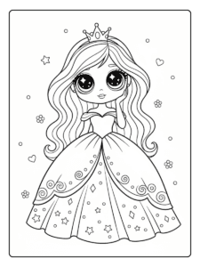 Cute Princess Coloring Pages – Princess with Big Sparkly Eyes