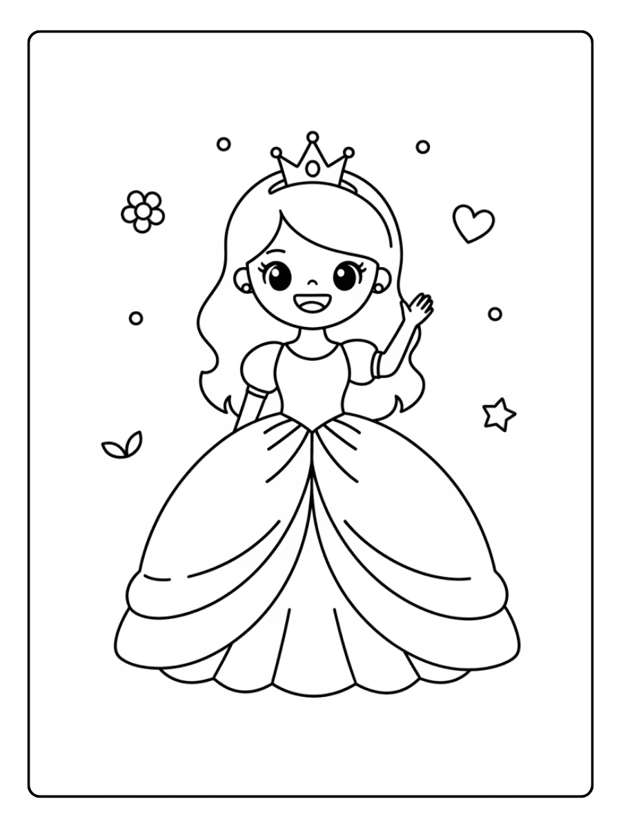 Cute Princess Coloring Pages – Smiling Princess